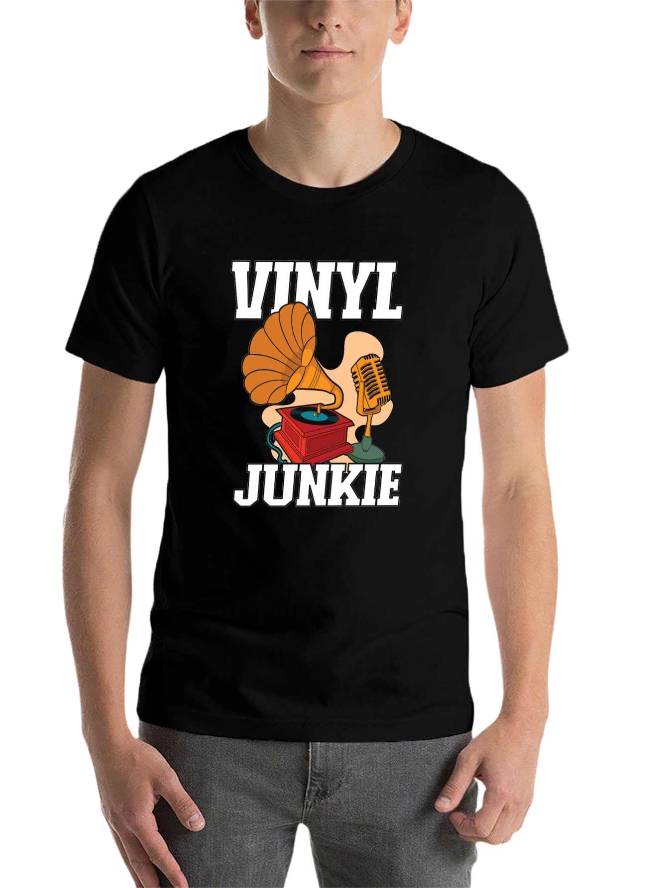 Black Vinyl Junkie Graphic Tee view 7