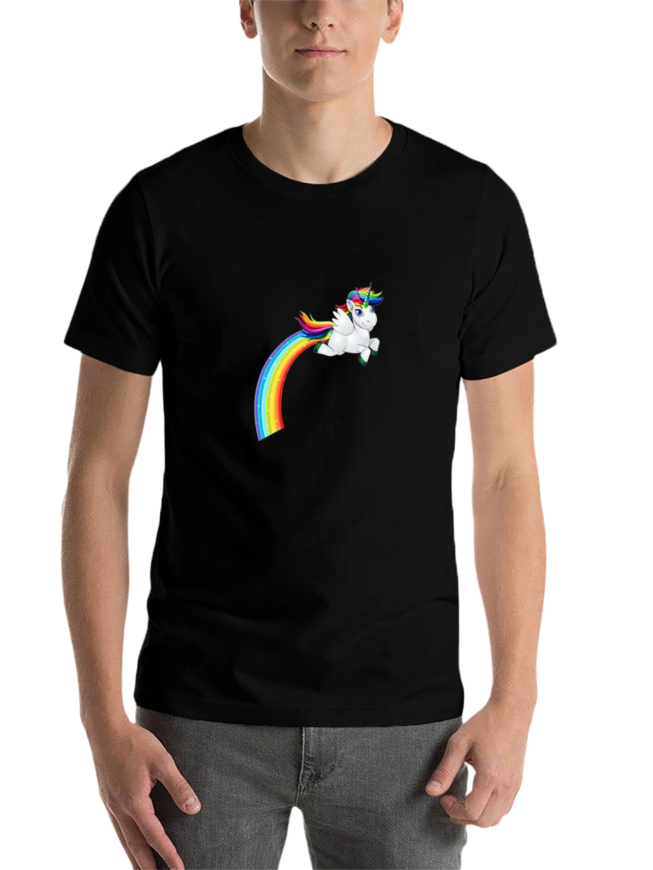 Black Unicorn Rainbow Humor T-Shirt view 7