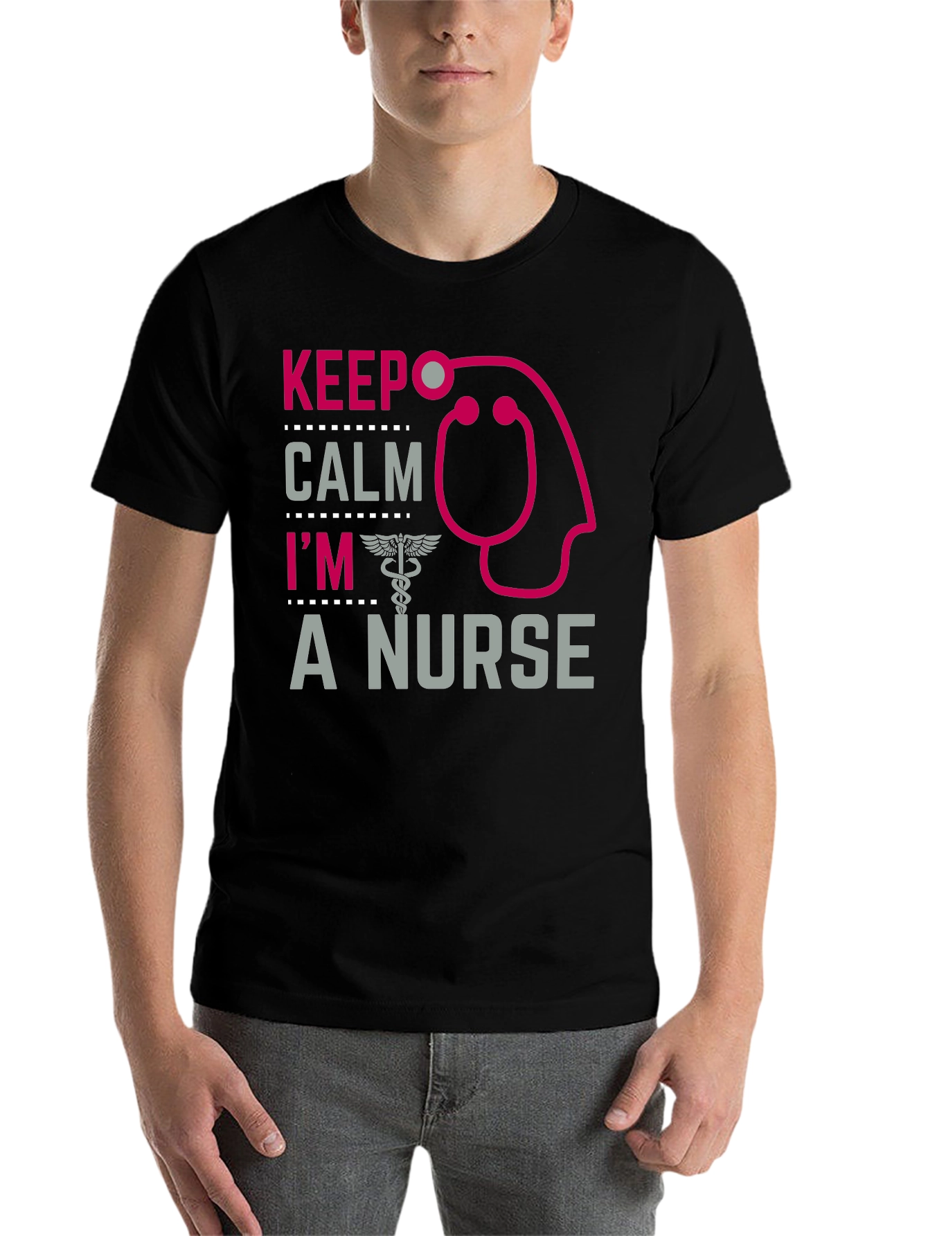 Black Keep Calm I'm A Nurse T-Shirt view 7
