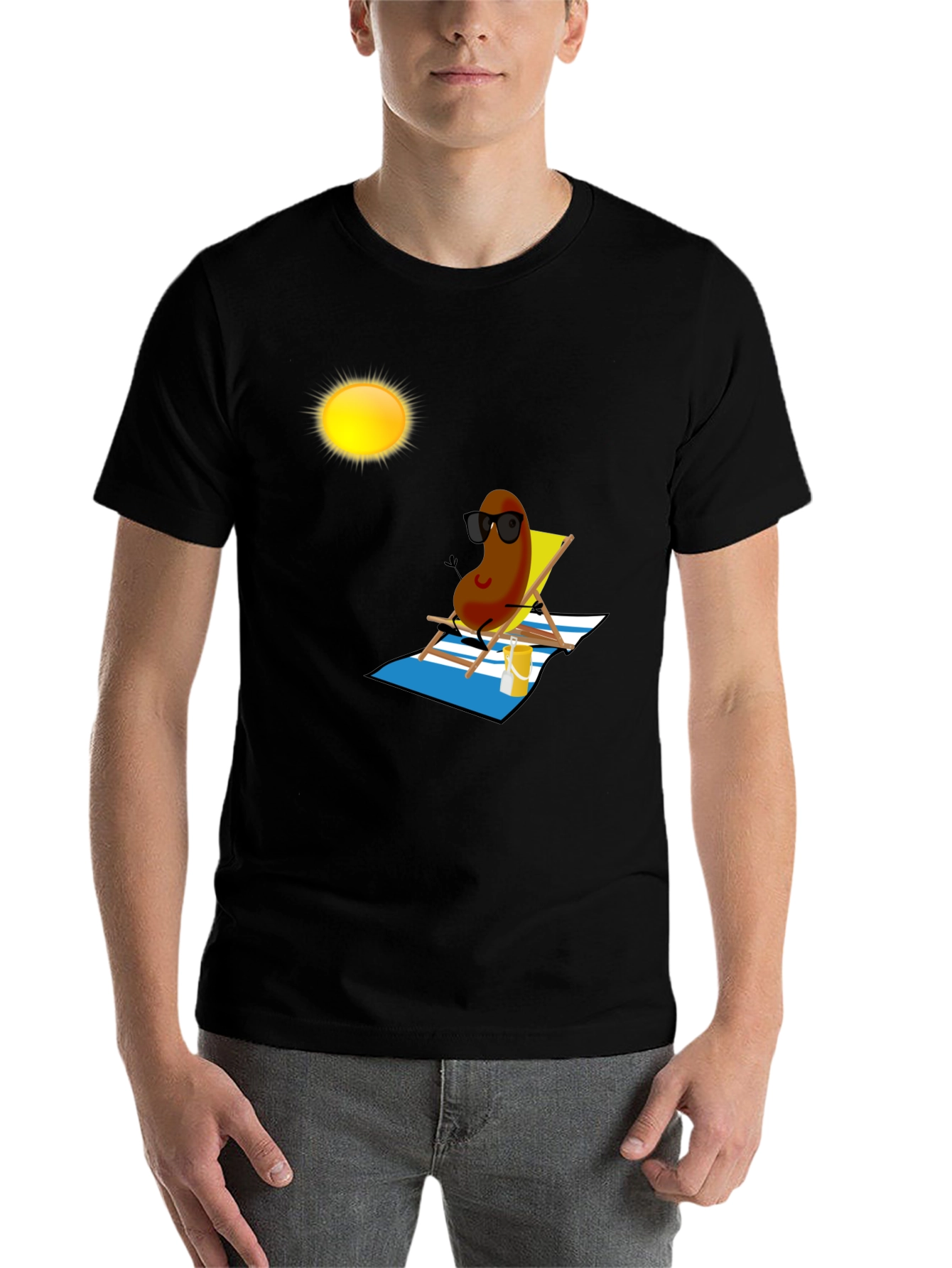 Black Relaxing Bean Graphic T-Shirt view 7