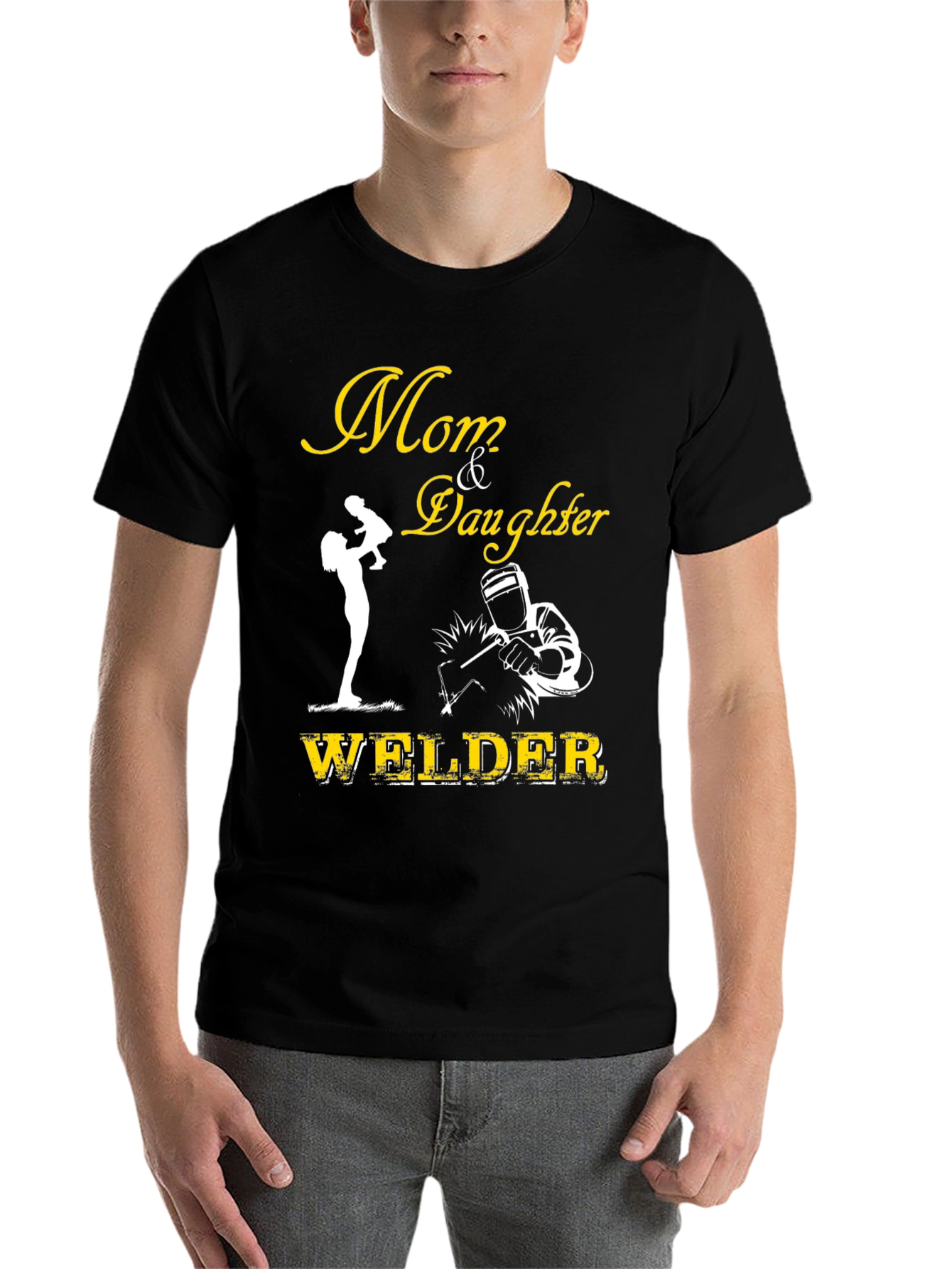 Black Mom & Daughter Welder Graphic Tee - Black view 7
