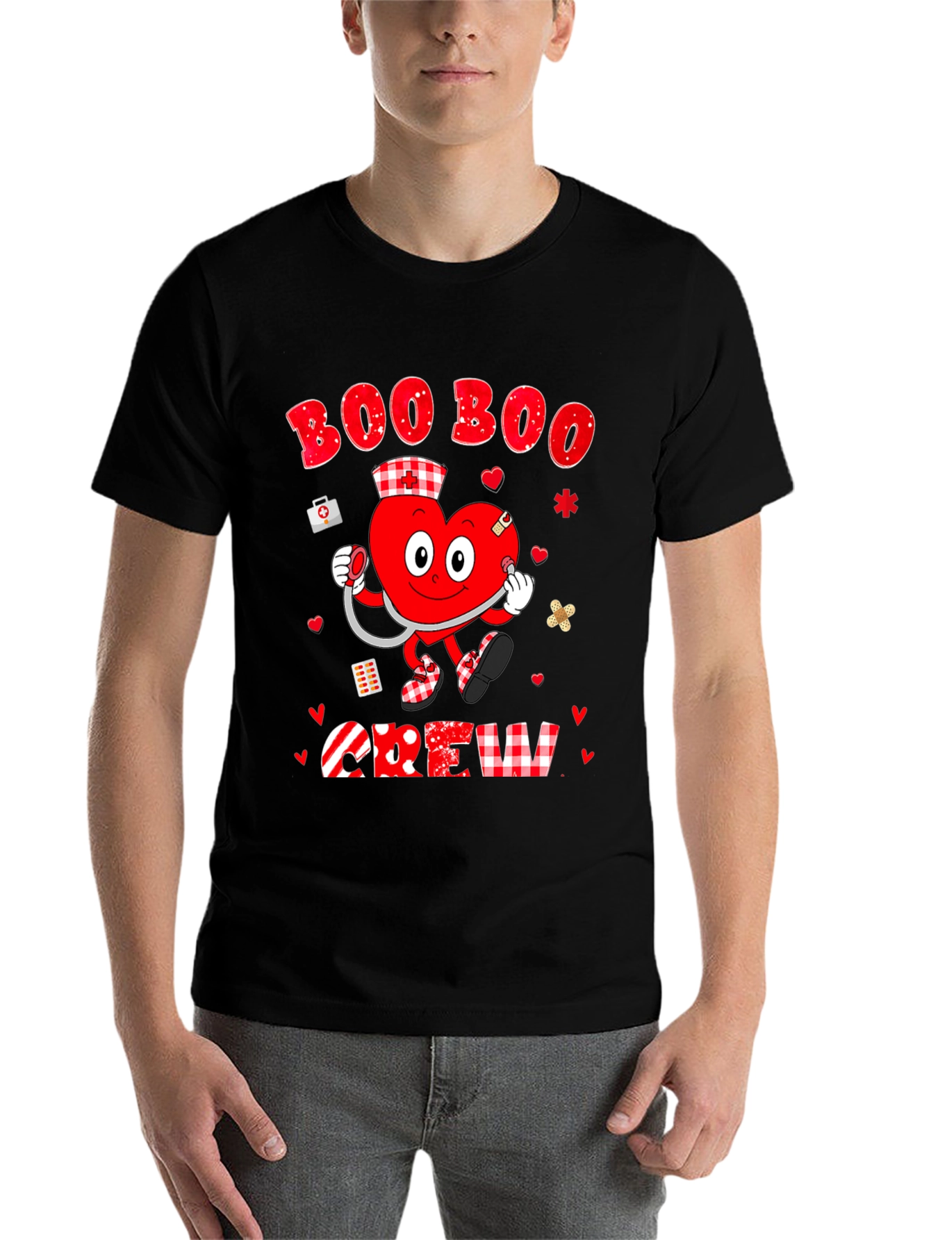 Black Boo Boo Crew Valentine's Day Graphic Tee view 7