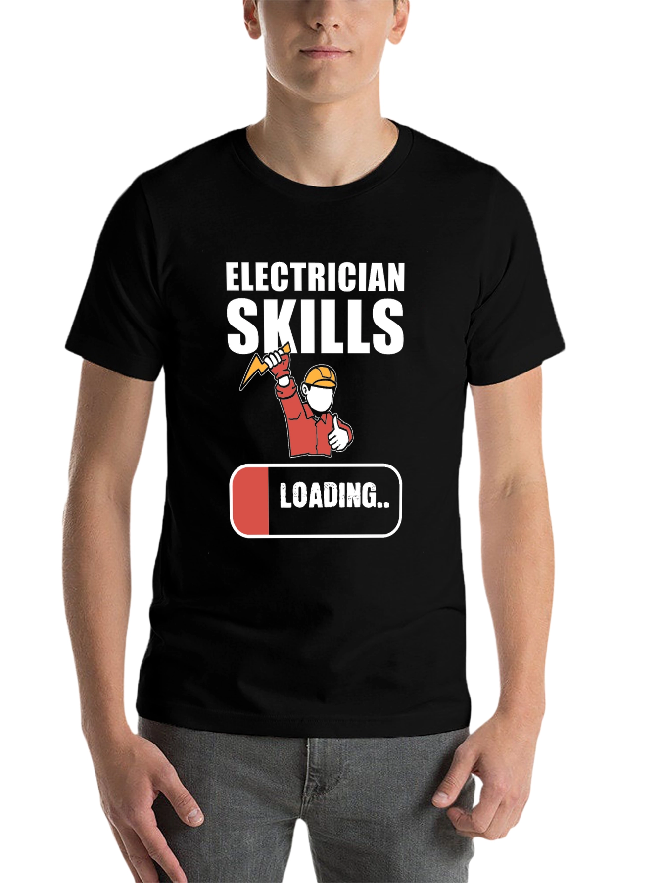 Black Electrician Skills Loading T-Shirt Funny Gift view 7