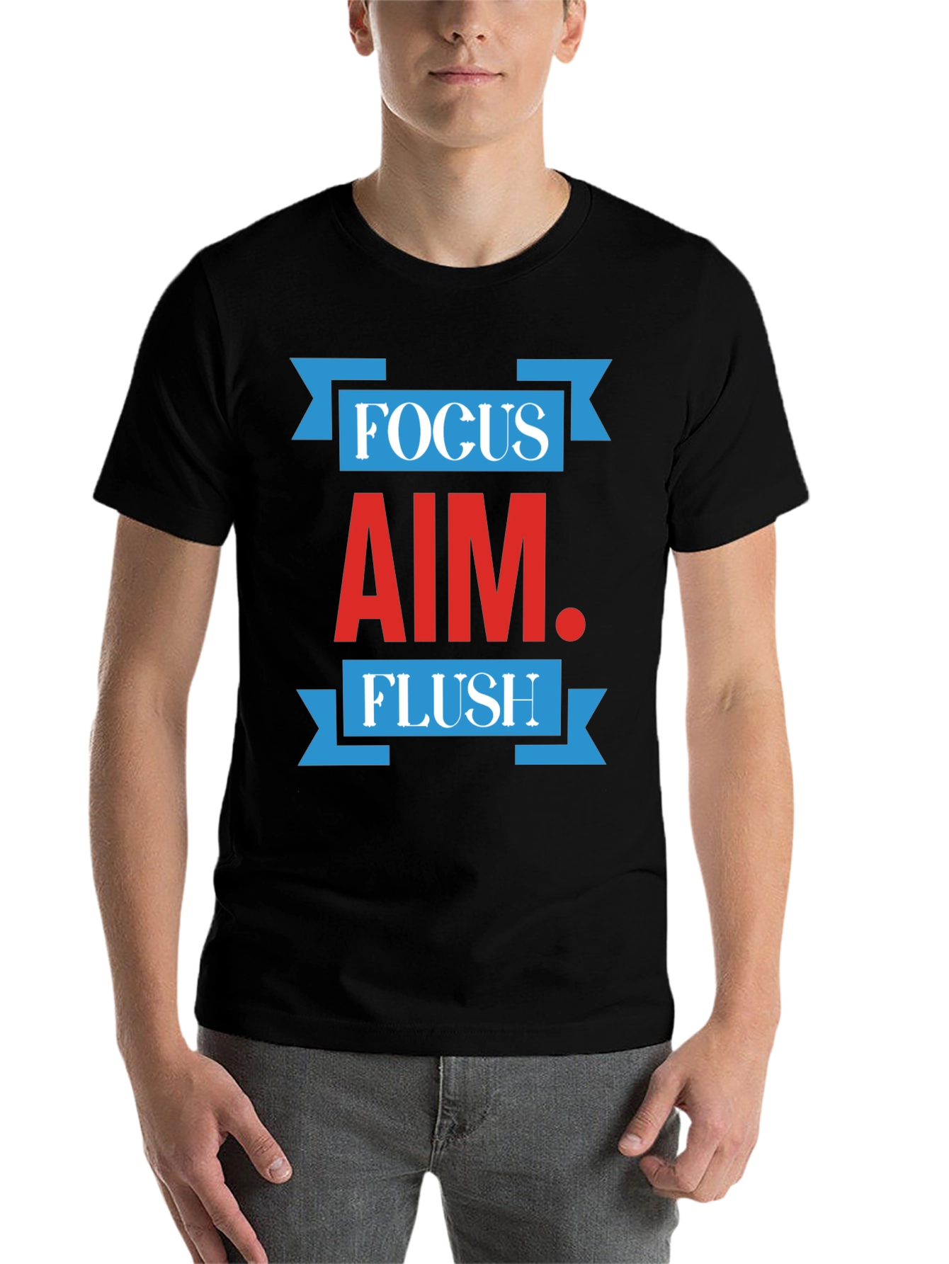 Black Focus Aim Flush Graphic Print Crew Neck T-Shirt view 7