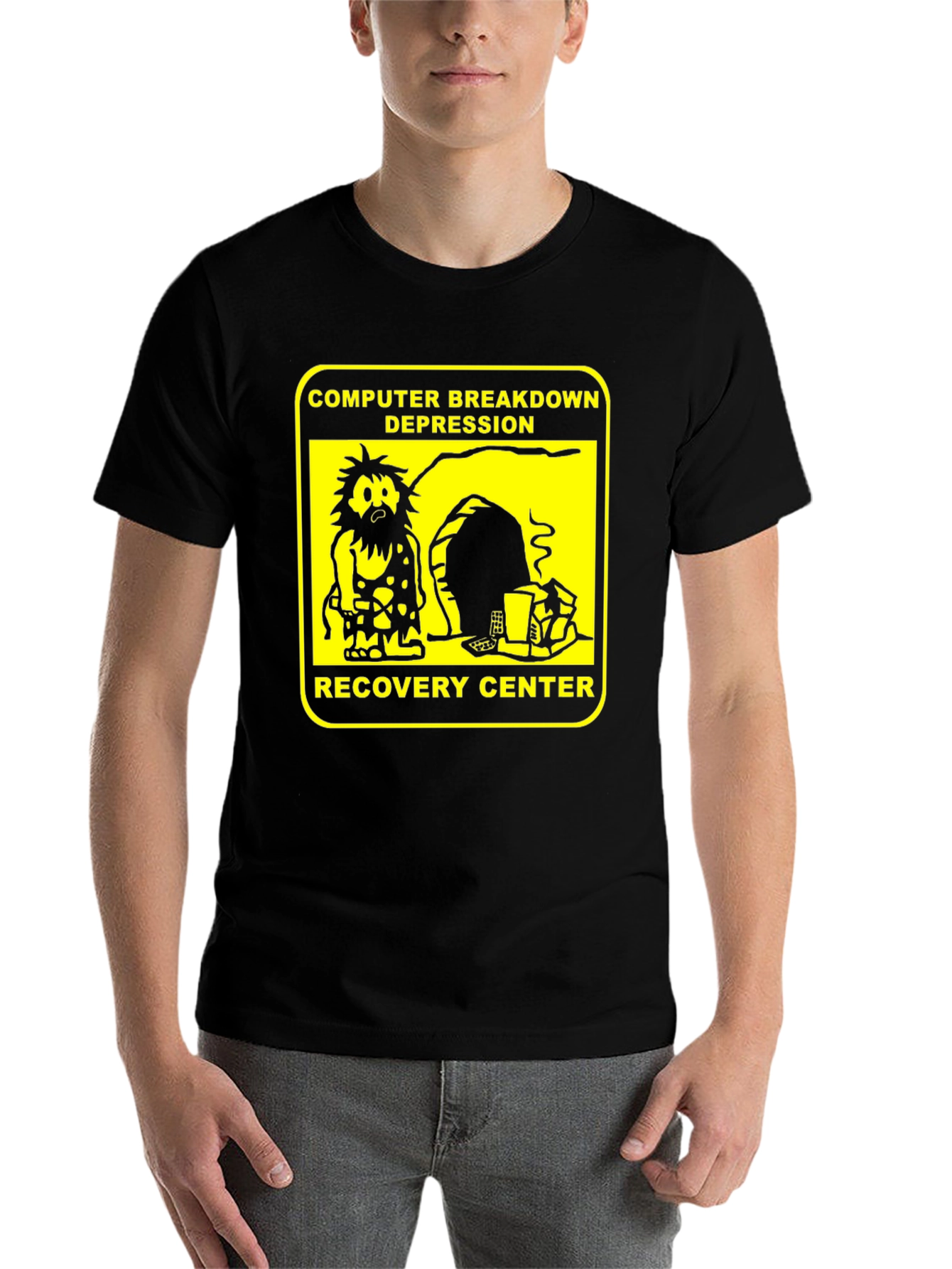 Black Computer Breakdown Depression Recovery Center Black T-Shirt view 7