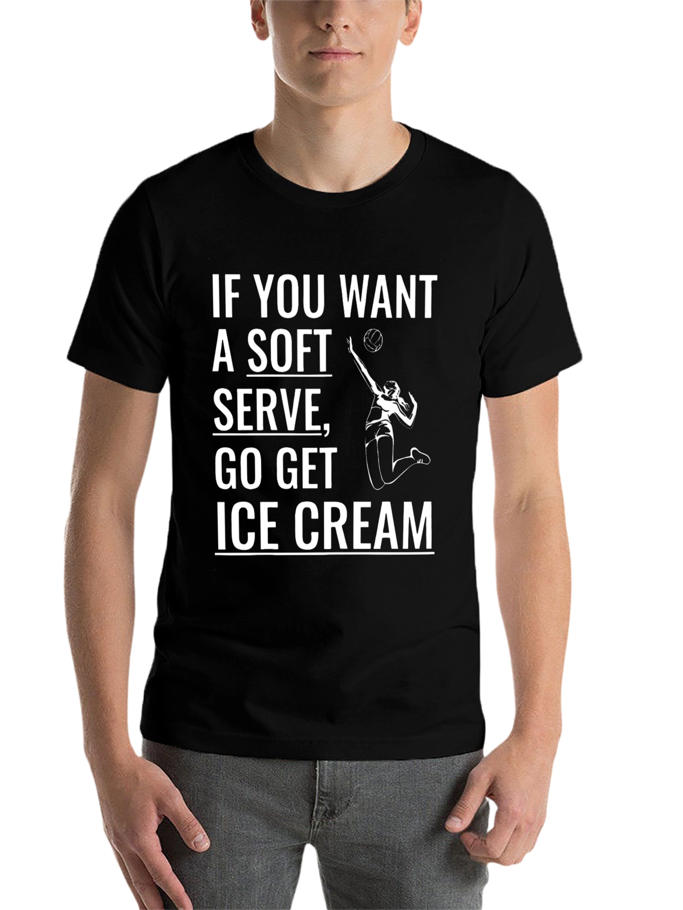 Black Volleyball Serve Humor Graphic Tee view 7