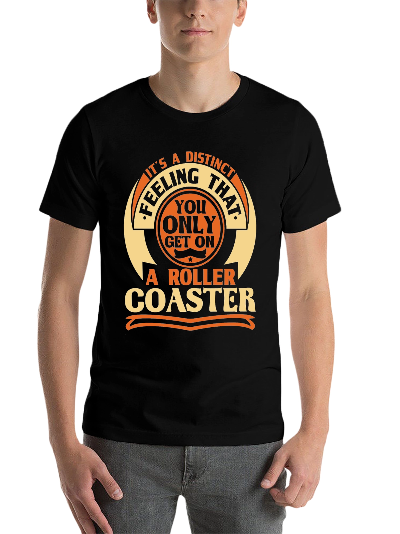Black Distinct Roller Coaster Feeling T-Shirt view 7