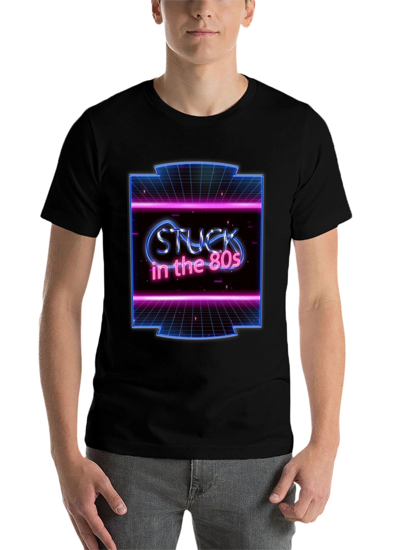 Black Retro 'Stuck in the 80s' Graphic Tee view 7