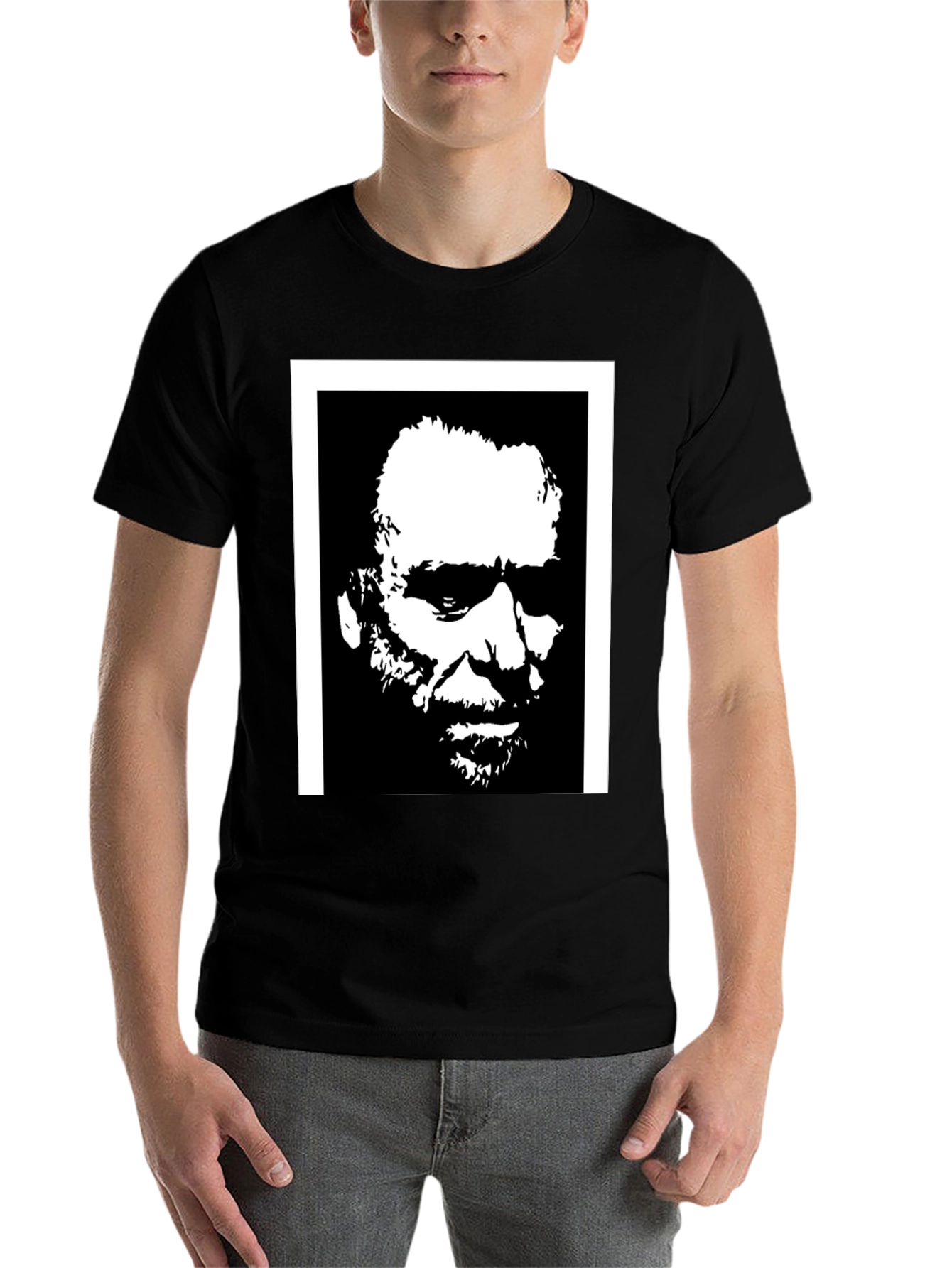 Black Black T-Shirt with Portrait Graphic view 7