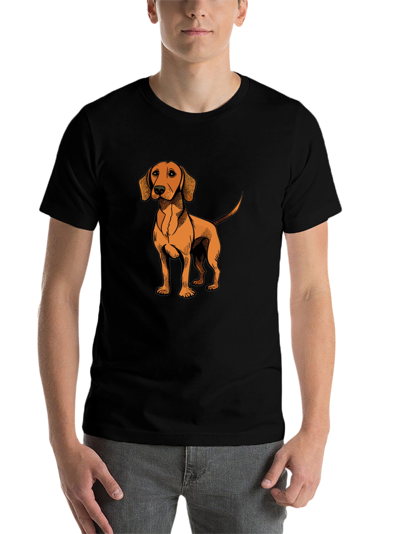 Black Dog Graphic T-Shirt - Men's Black Cotton Tee view 7