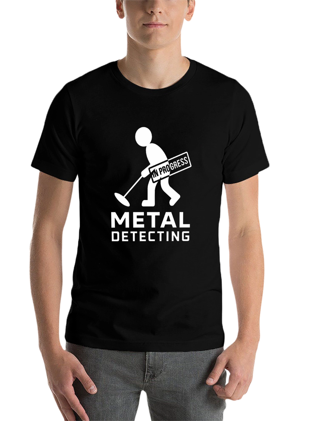 Black Metal Detecting In Progress Funny Black T-Shirt view 7