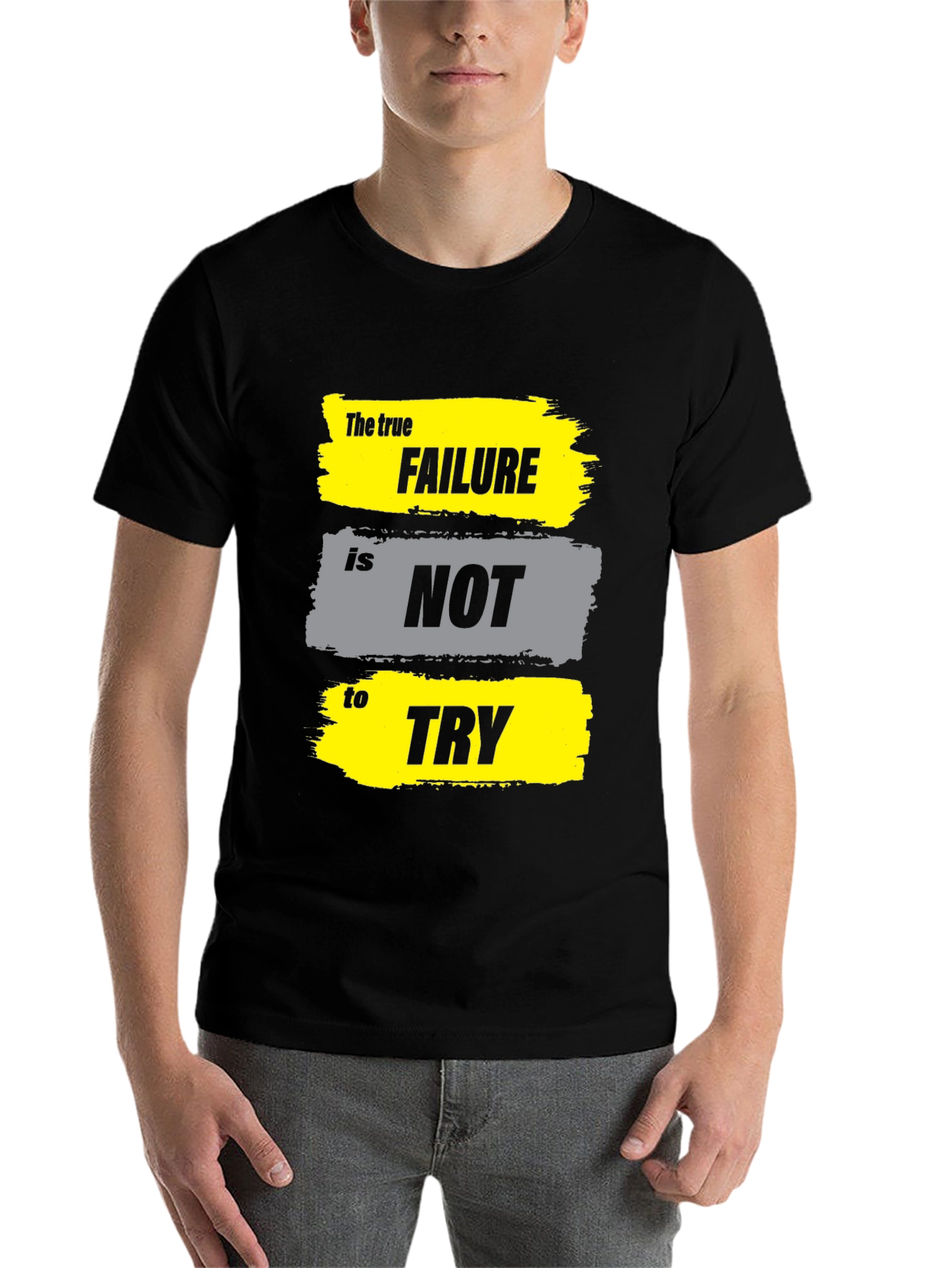 Black Motivational T-Shirt - Failure is Not to Try - Black view 7