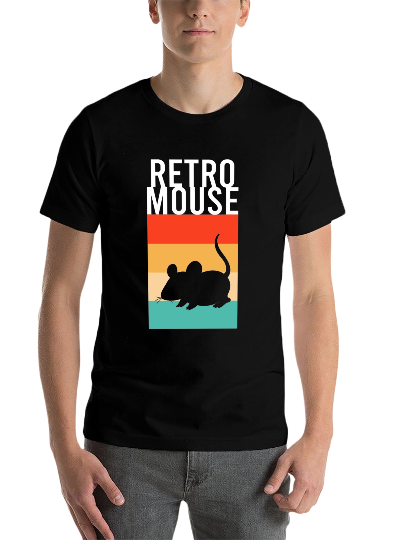 Black Retro Mouse Graphic T-Shirt - Vintage Style Black Tee view 7