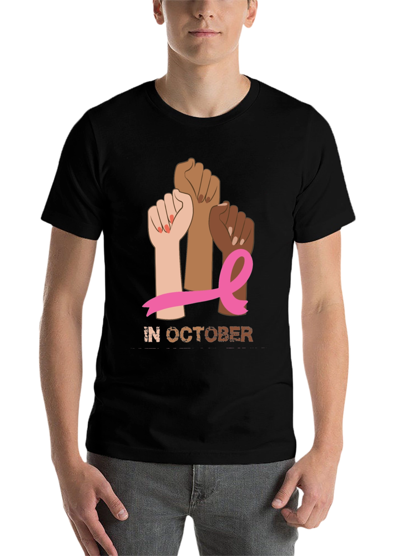 Black Breast Cancer Awareness Month T-Shirt view 7