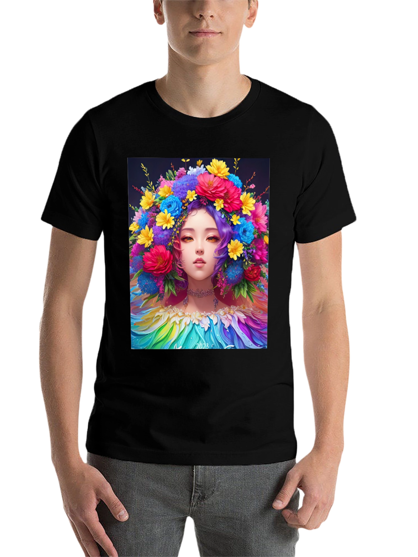 Floral Crown Girl Graphic Tee - 7