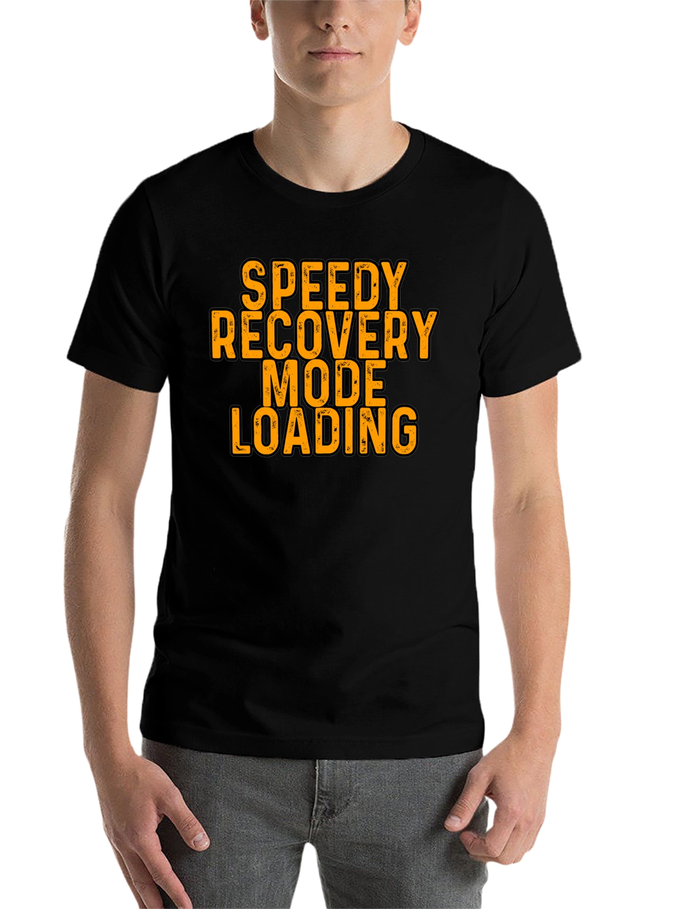 Black Speedy Recovery Mode Loading Graphic Tee view 7