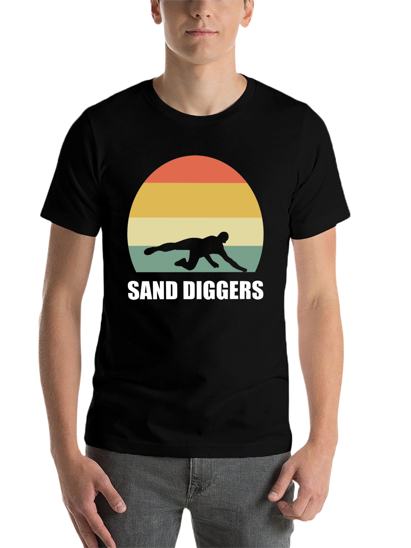 Black Retro Sand Diggers T-Shirt - Beach Volleyball Tee view 7
