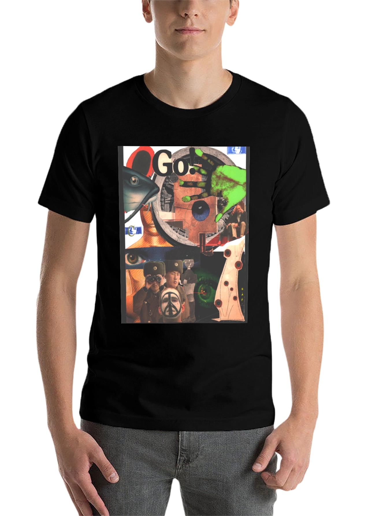 Black Graphic Print Black T-Shirt view 7