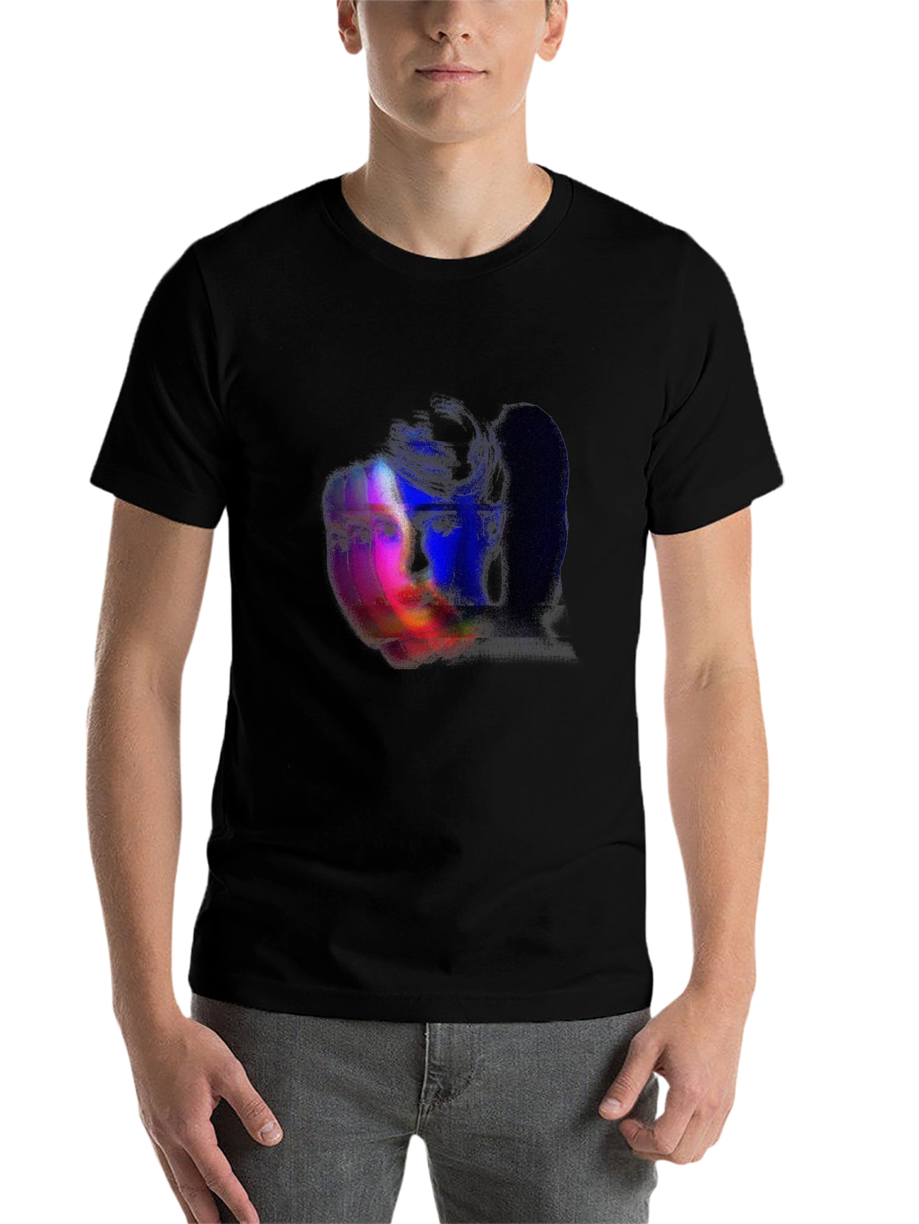 Black Glitch Portrait Graphic Tee - Black view 7