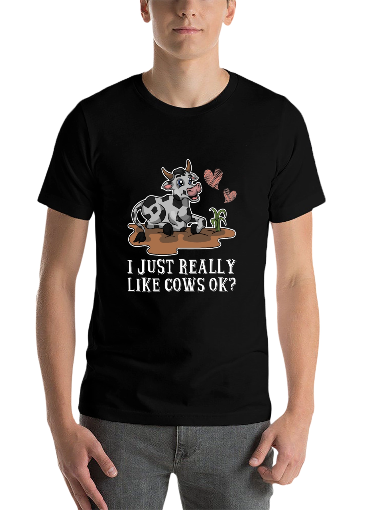 Black I Just Really Like Cows OK? T-Shirt view 7