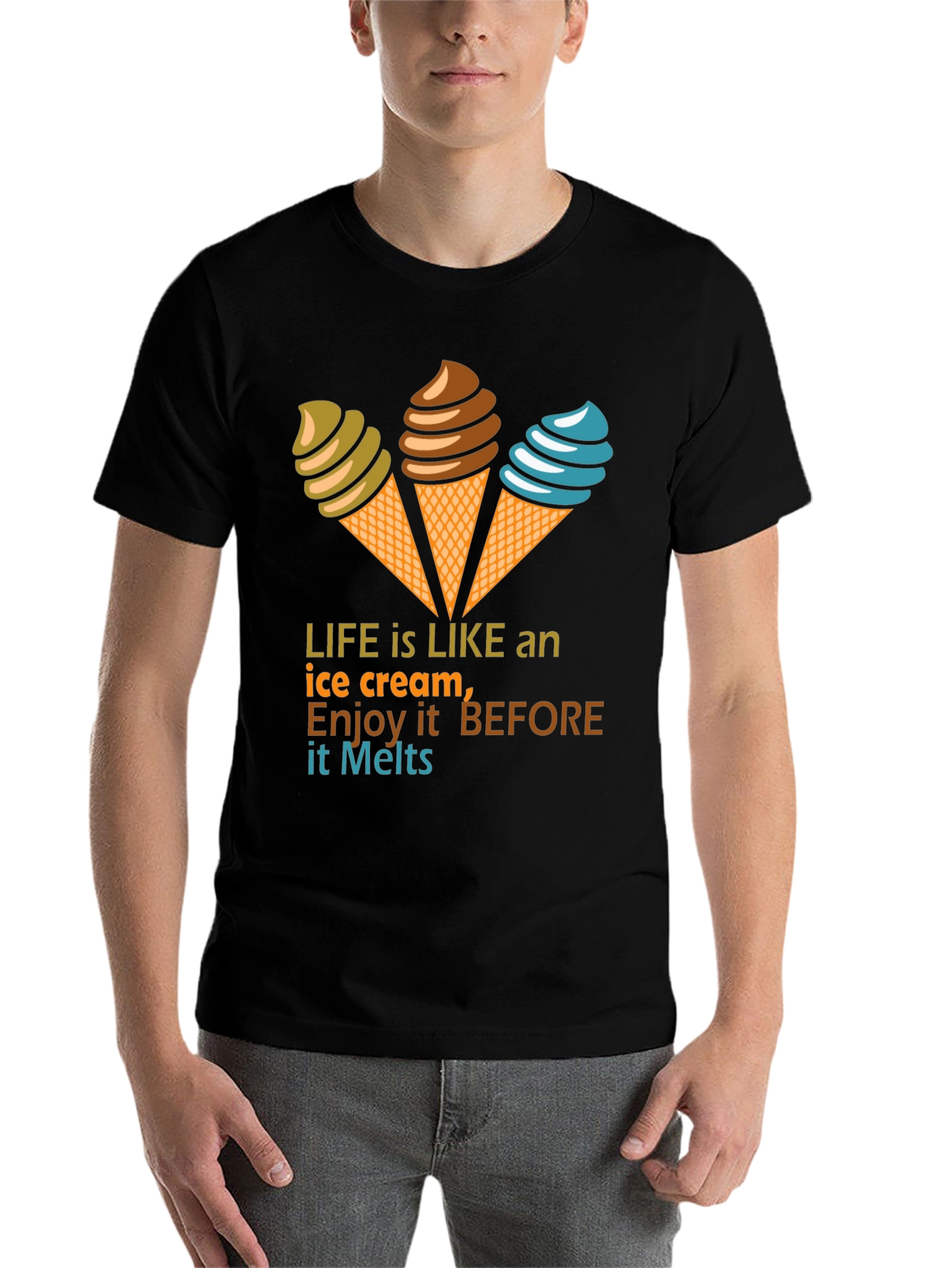 Black Life Is Like an Ice Cream Graphic T-Shirt view 7