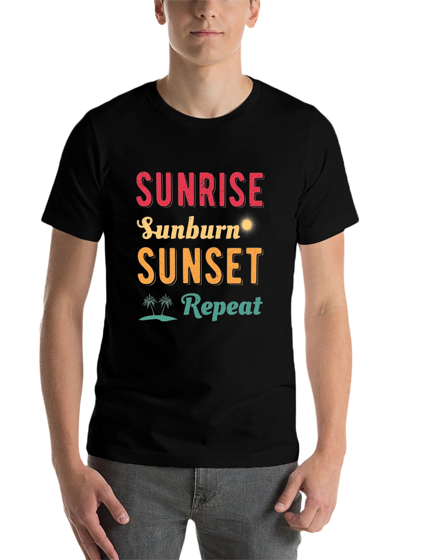 Black Sunrise Sunburn Sunset Repeat Graphic Tee view 7