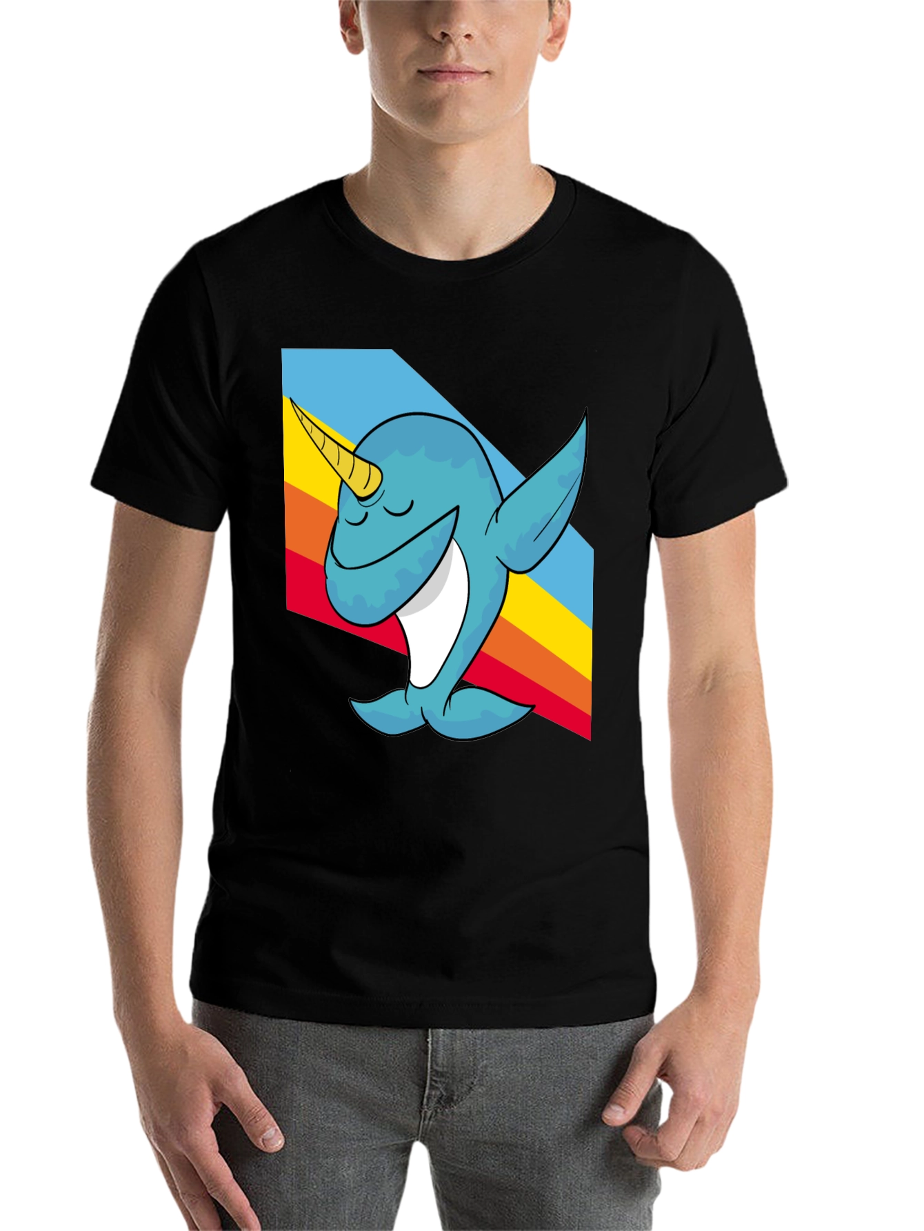 Black Narwhal Dabbing T-Shirt - Fun Cartoon Tee view 7