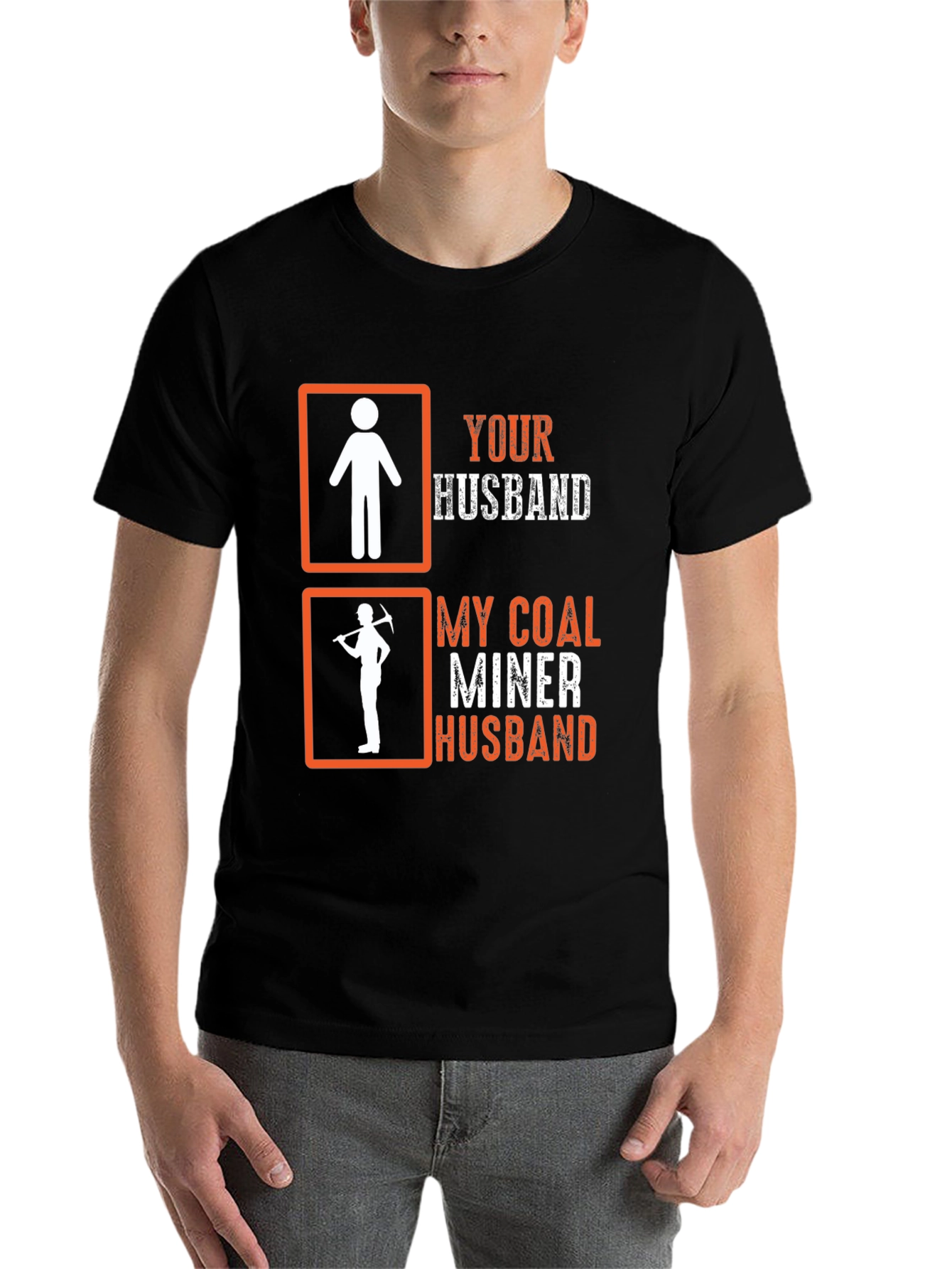 Black Coal Miner Husband Graphic T-Shirt view 7