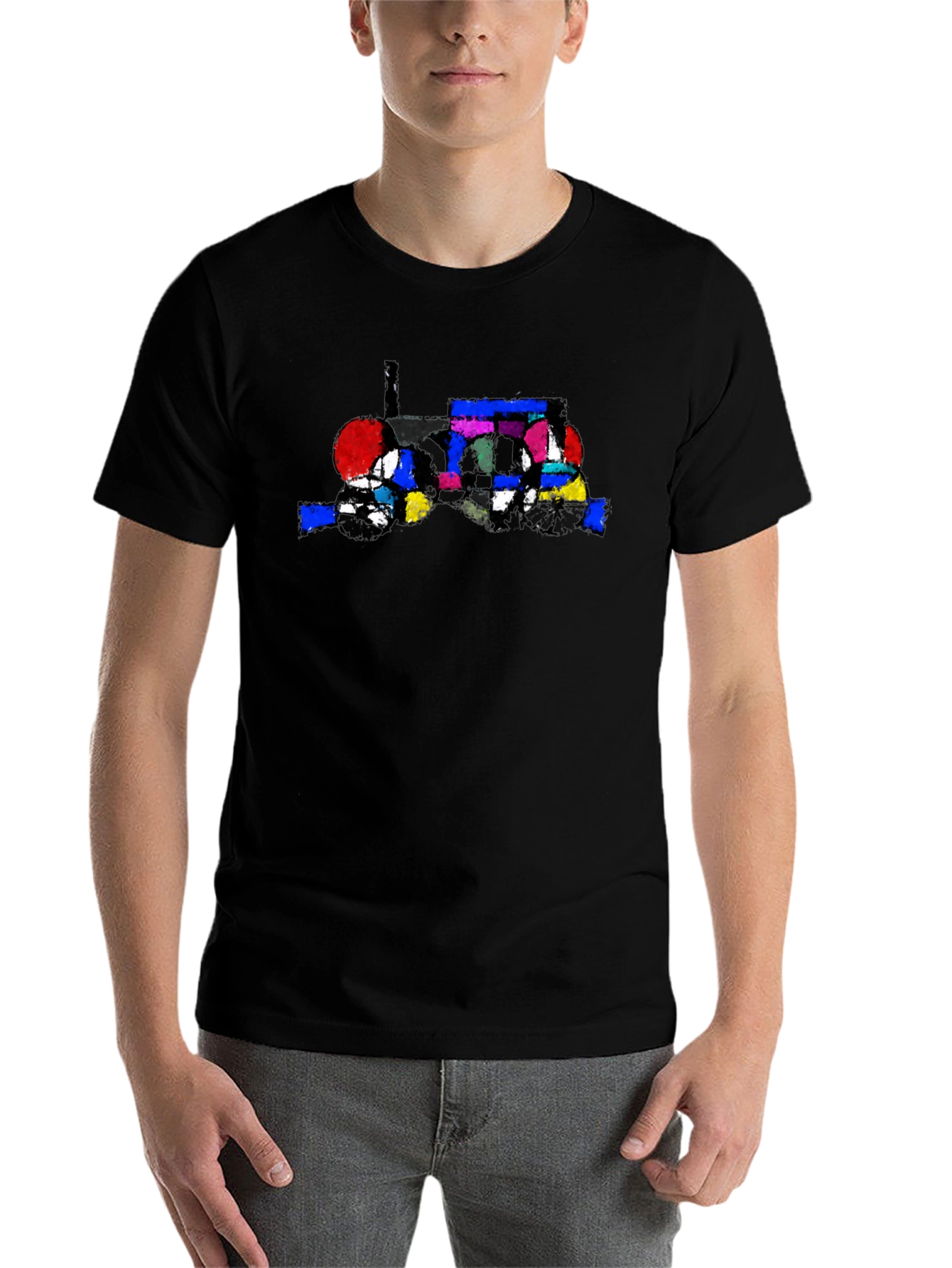Black Abstract Tractor Graphic Tee - Stylish Black T-Shirt view 7