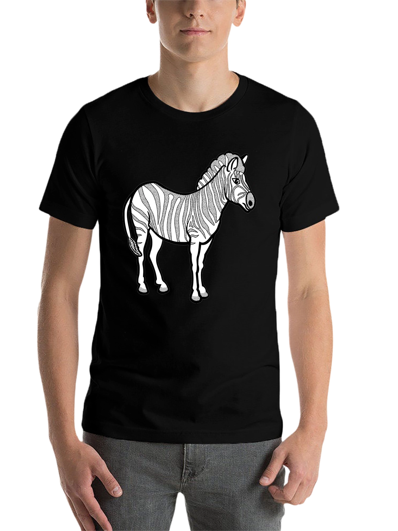 Black Zebra Graphic Print T-Shirt - Black view 7