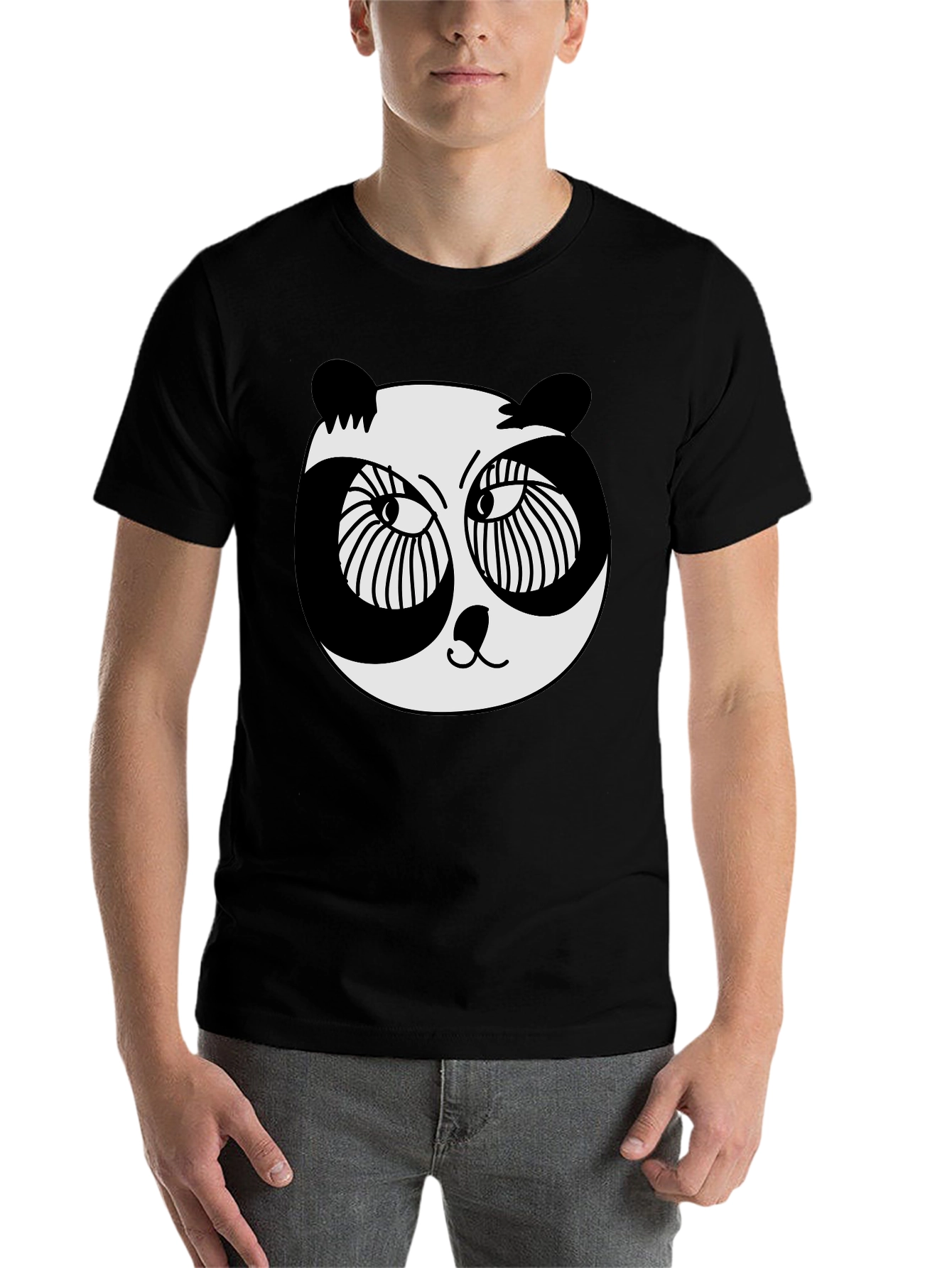 Black Panda Graphic T-Shirt - Black Crew Neck Tee view 7