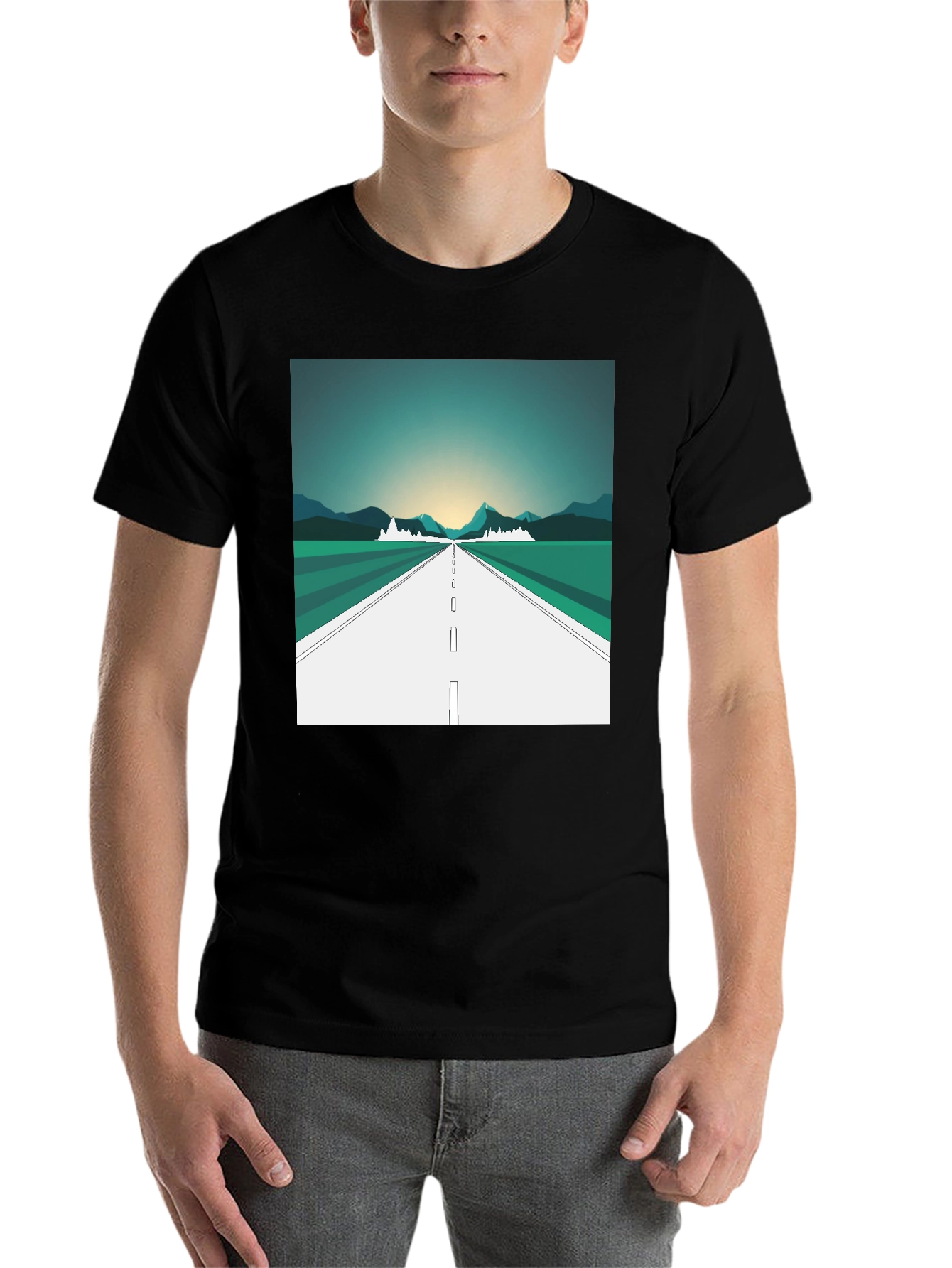Black Road Trip Graphic Tee - Black Cotton T-Shirt view 7