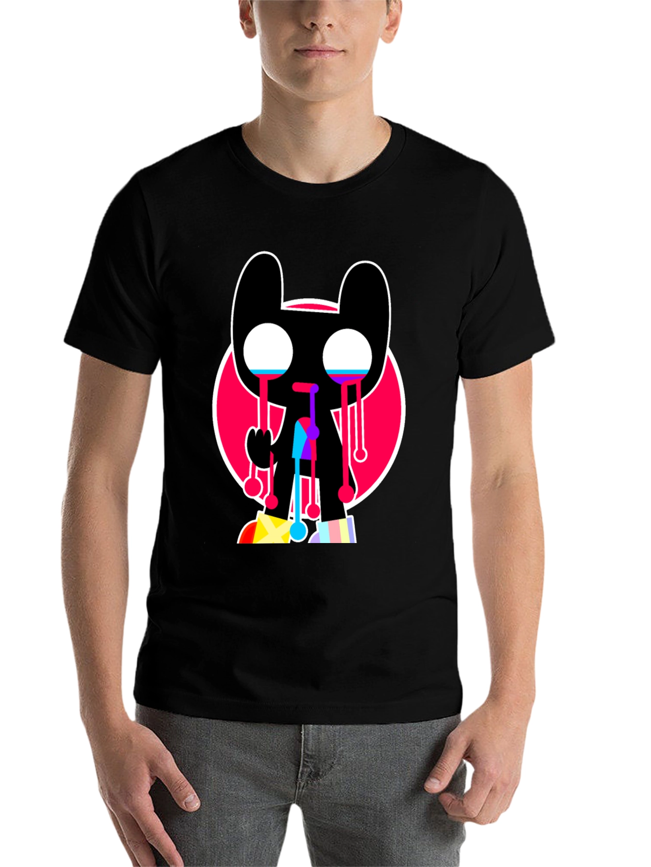 Black Trendy Crying Graphic Tee - Black view 7