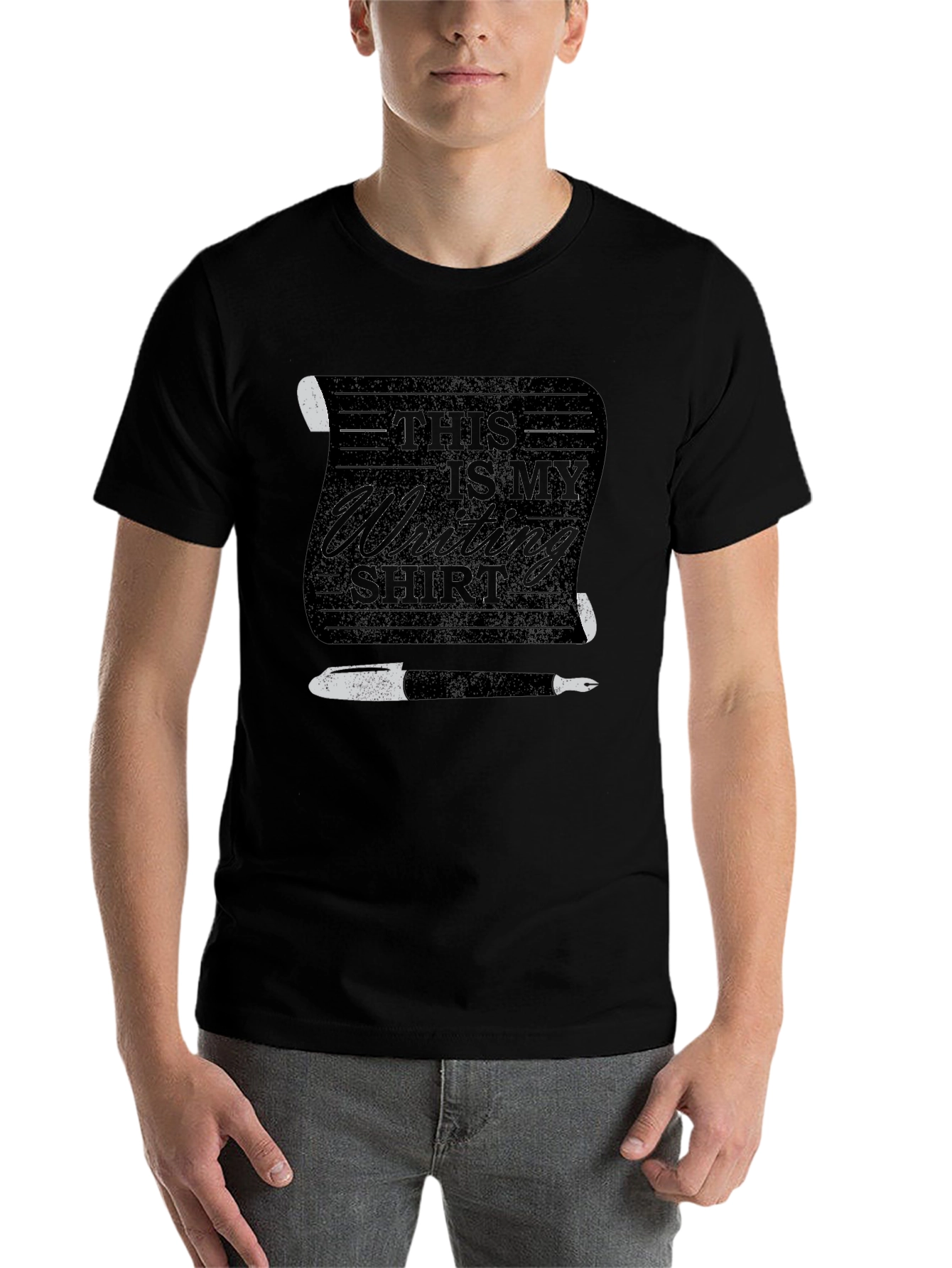 Black This Is My Writing Shirt - Novelty Graphic Tee view 7