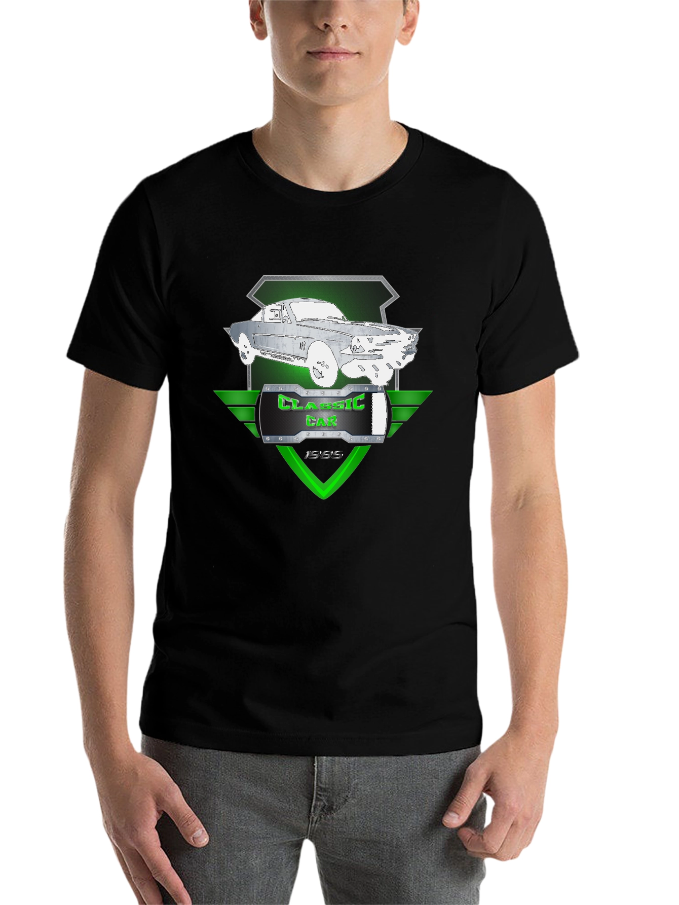 Black Classic Car Graphic Tee - Vintage Style view 7