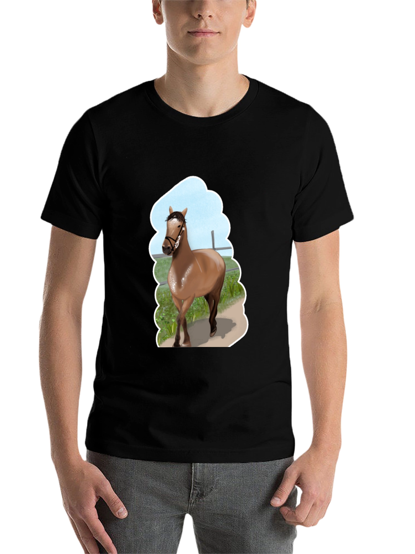 Black Horse Graphic Tee - Stylish Unisex Design view 7