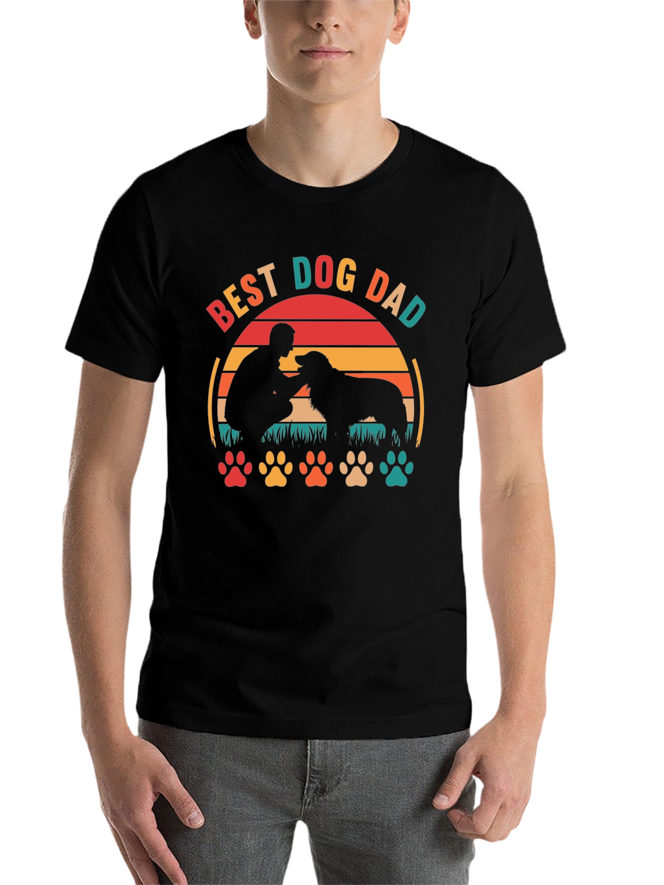 Best Dog Dad T-Shirt: Silhouette Design, Casual Wear - 7