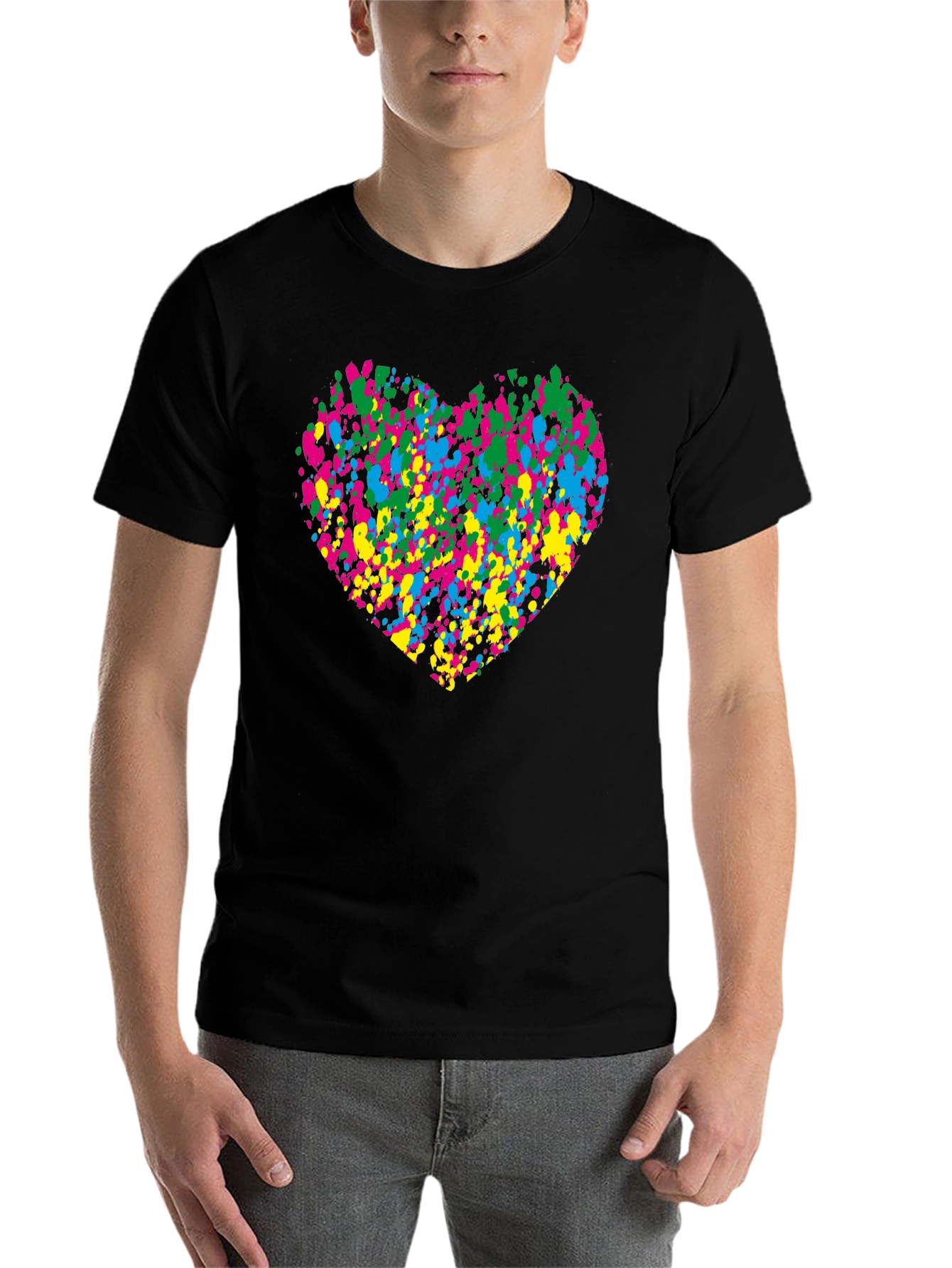 Black Heart Splatter Black T-Shirt Funky Style view 7