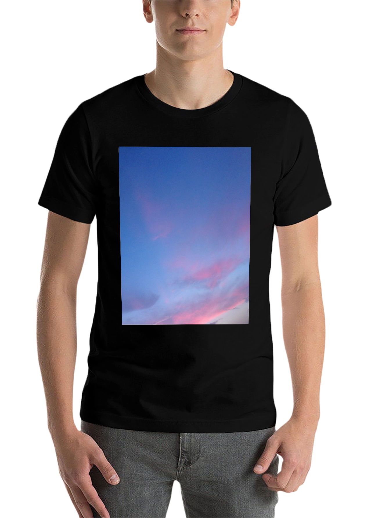 Black Sunset Sky T-Shirt - Soft Black Cotton Tee view 7