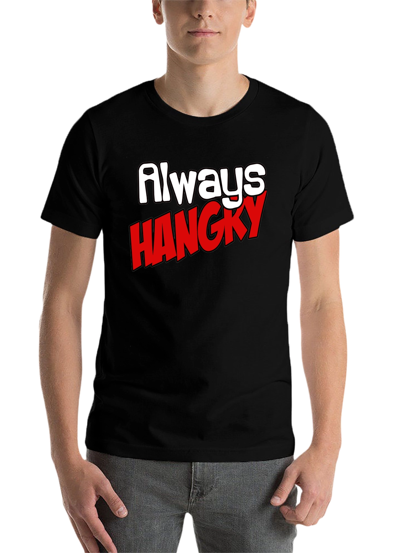 Black Always Hangry Funny Graphic T-Shirt view 7