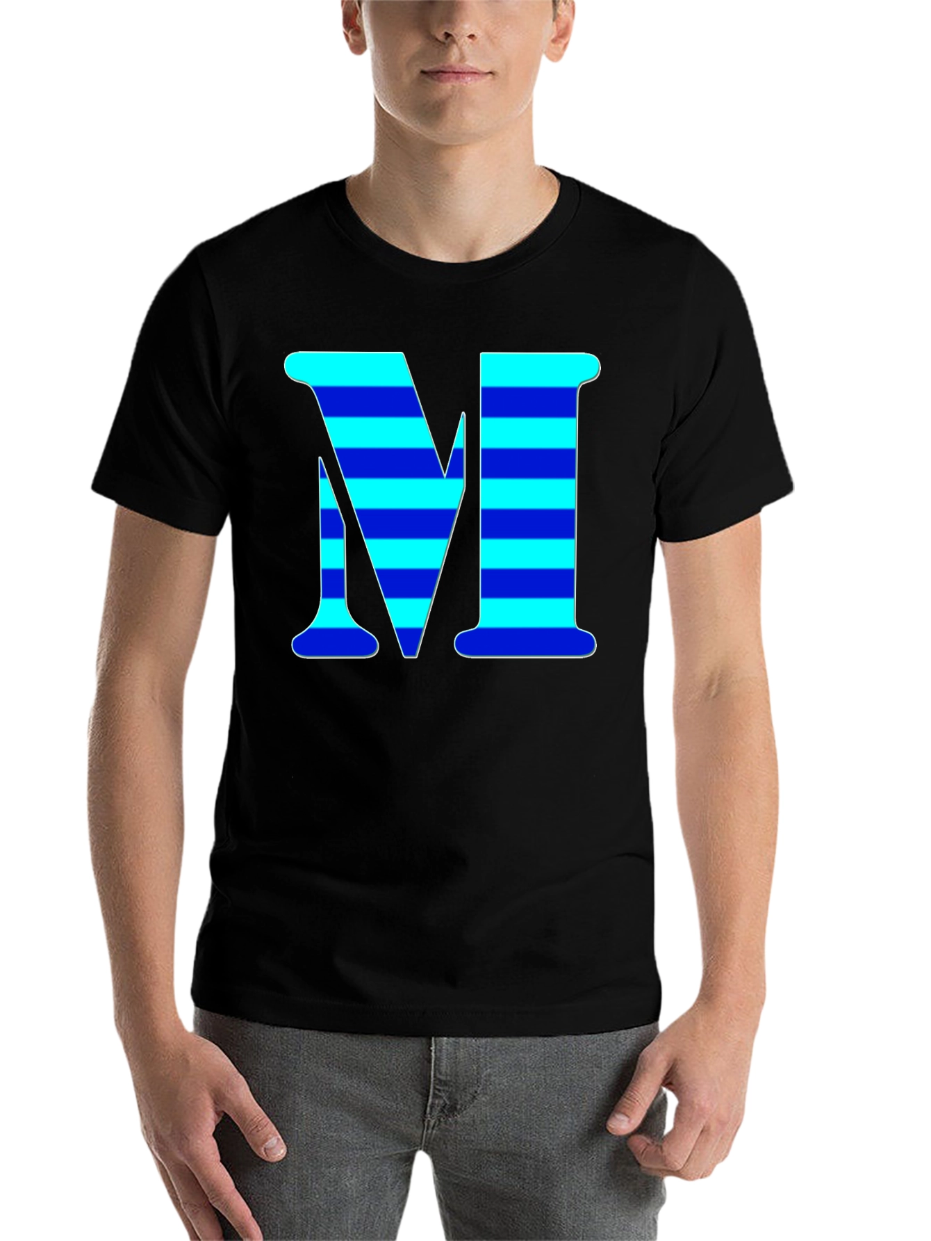 Black Striped "M" Graphic Tee - Cool Casual Style view 7
