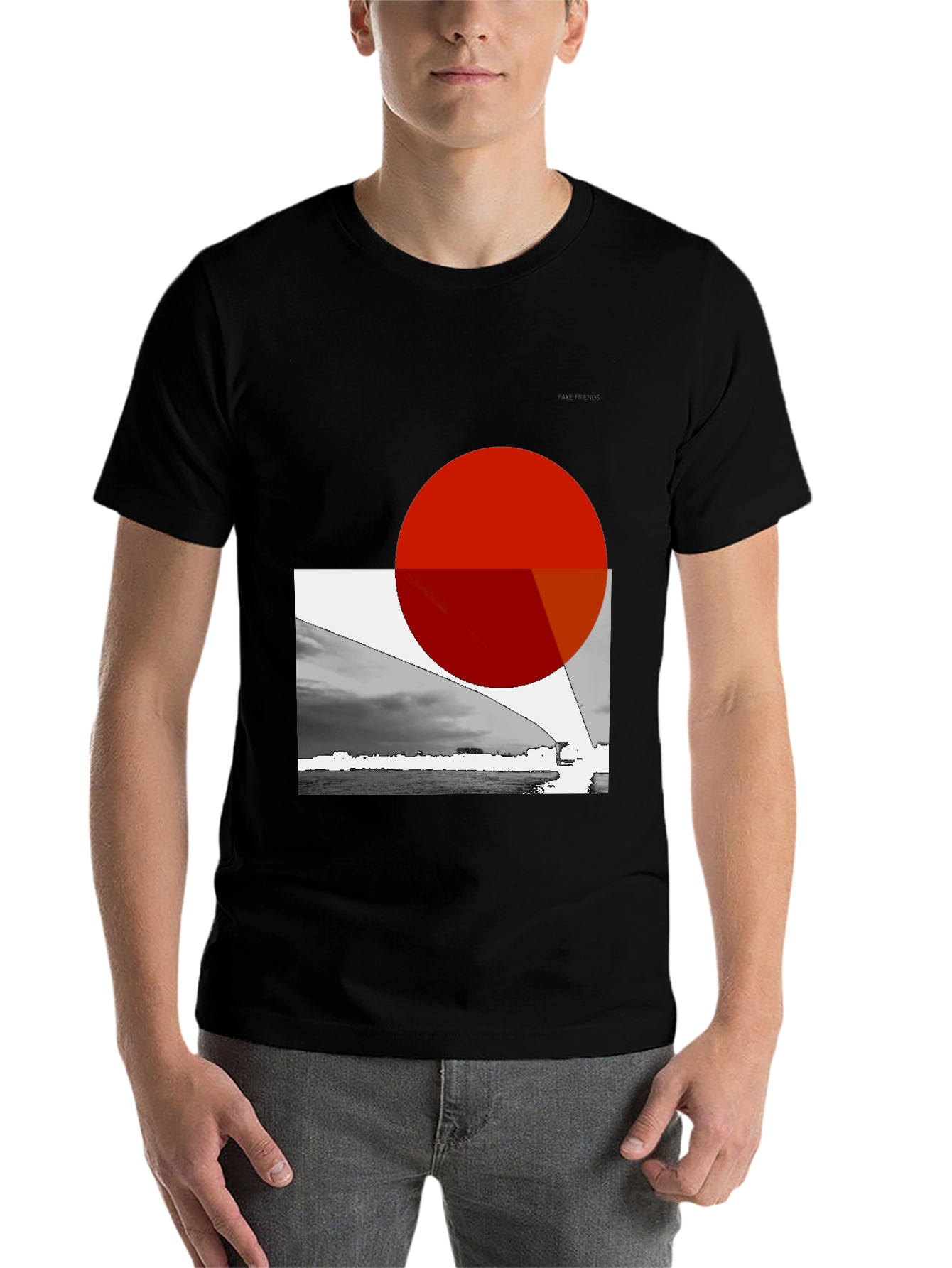 Black Abstract Graphic Print Black T-Shirt view 7