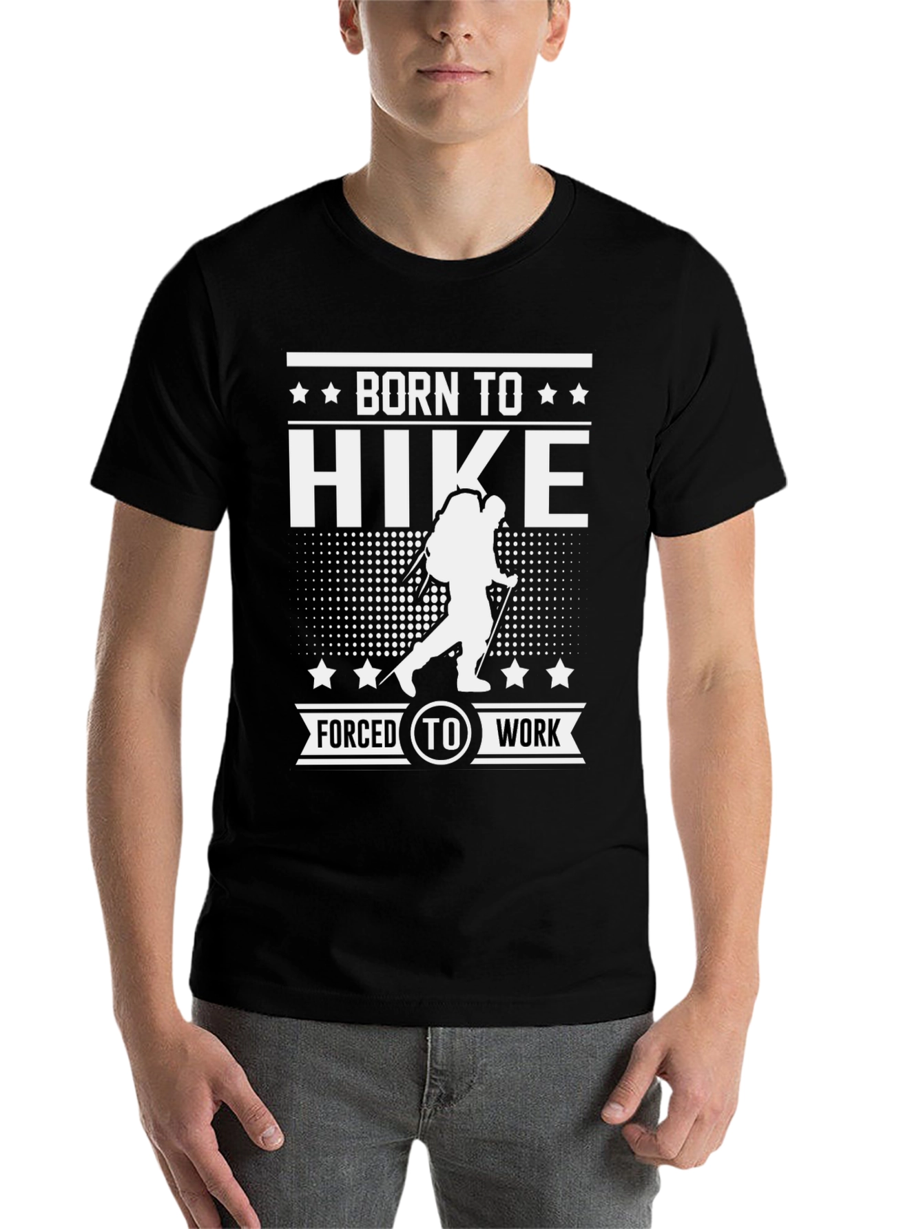 Black Born to Hike T-Shirt: Hiking Enthusiast Apparel view 7