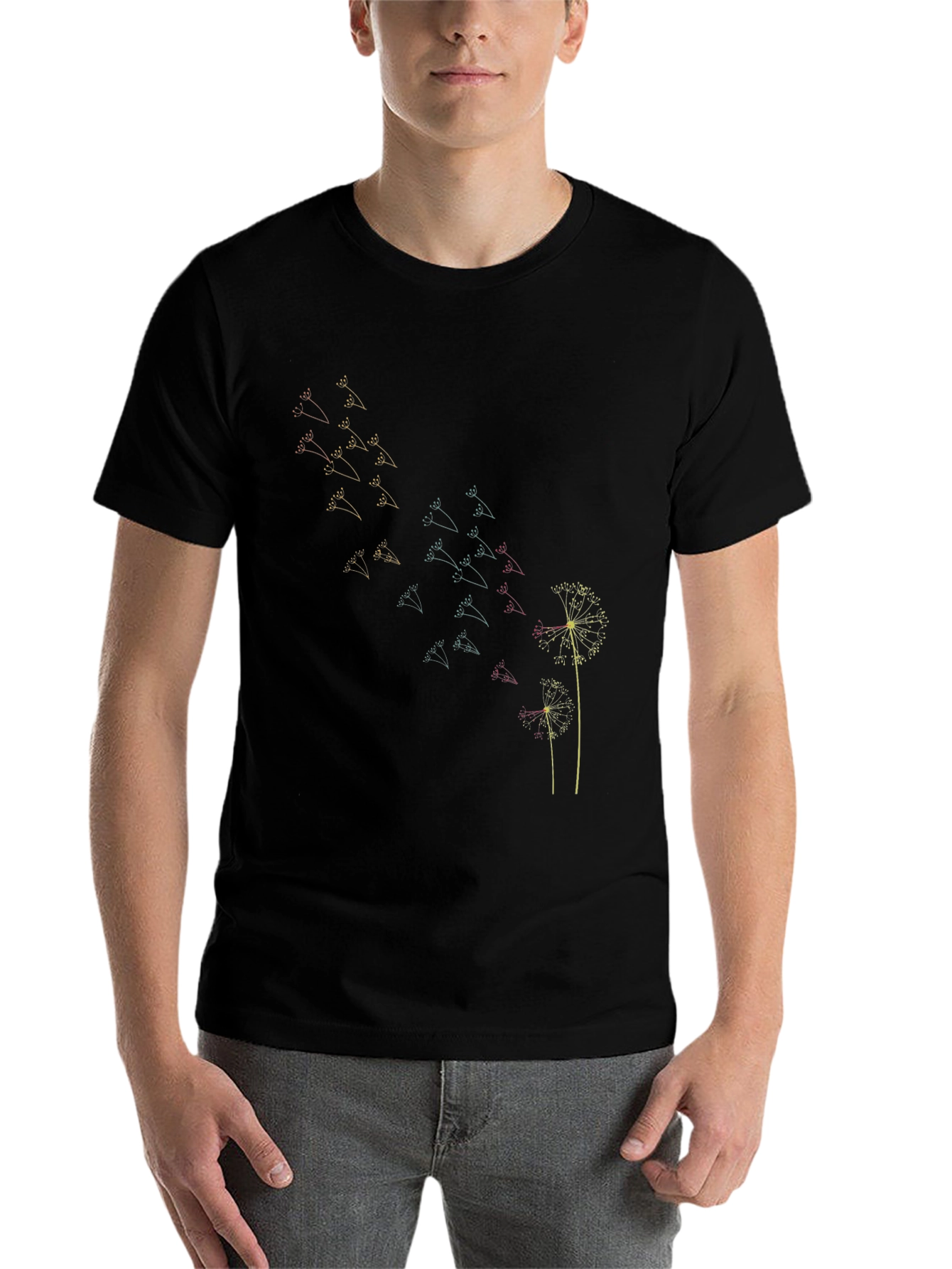 Black Dandelion Wish Graphic Tee - Soft Cotton Blend Shirt view 7
