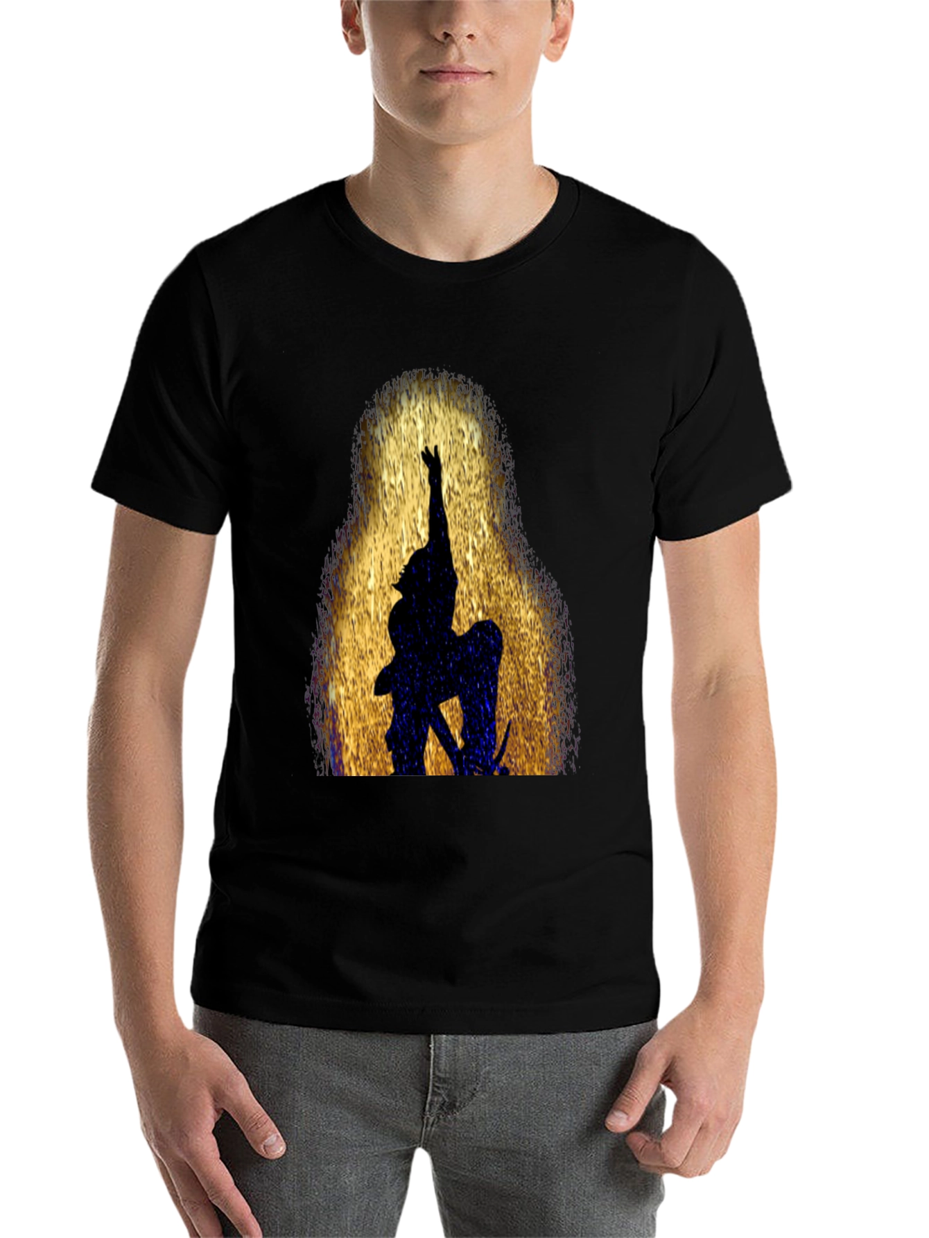 Black Silhouette Warrior Graphic Black T-Shirt view 7