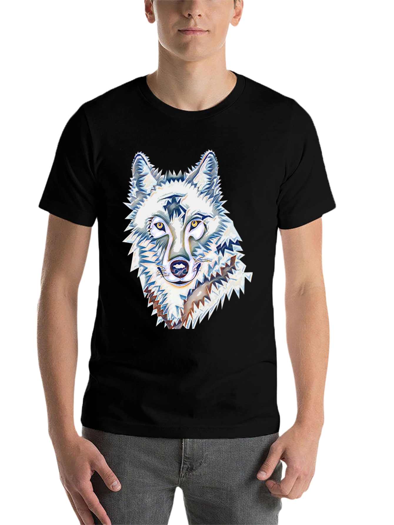Black Wolf Graphic Tee - Black Cotton Blend view 7