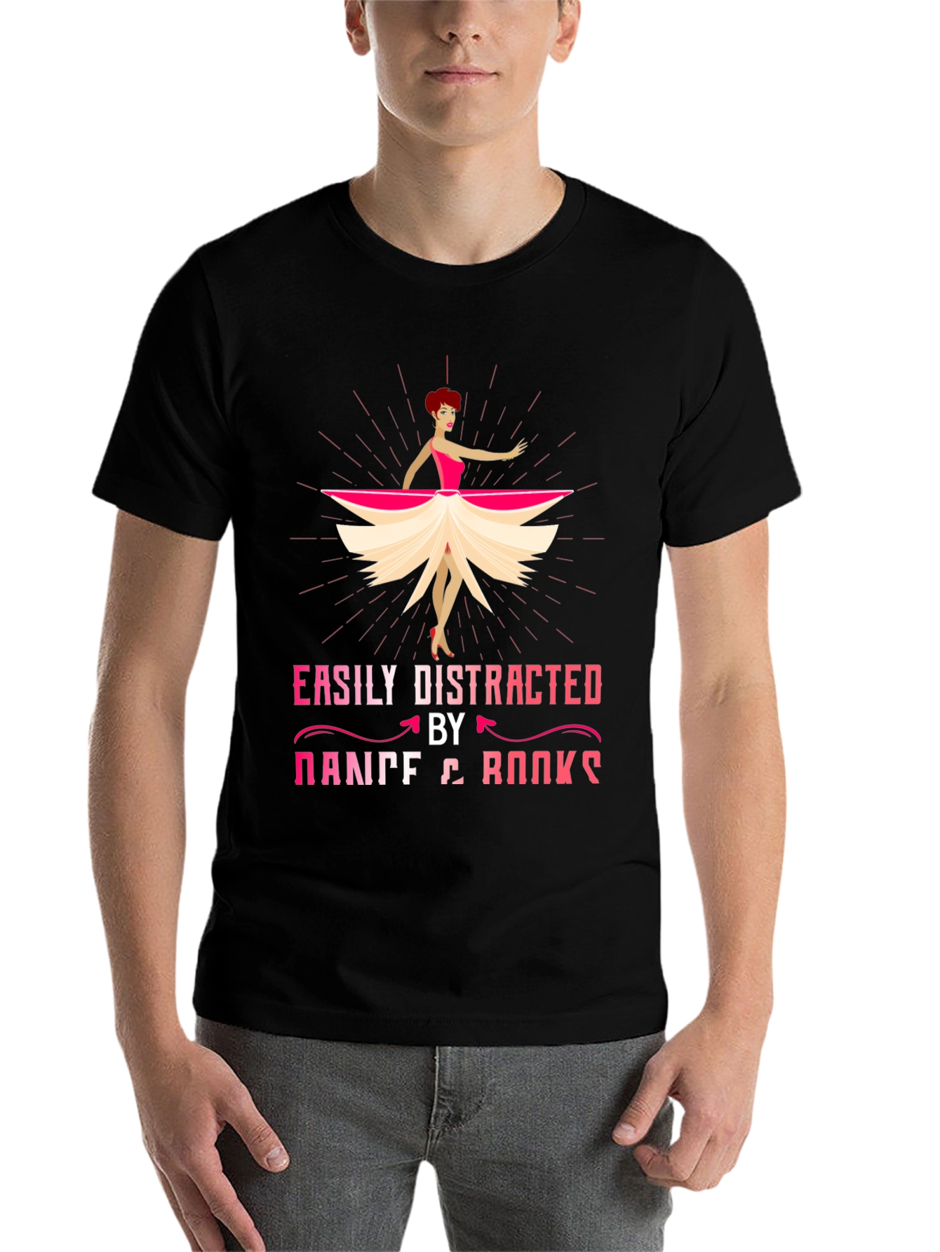 Black Easily Distracted by Dance & Books T-Shirt view 7