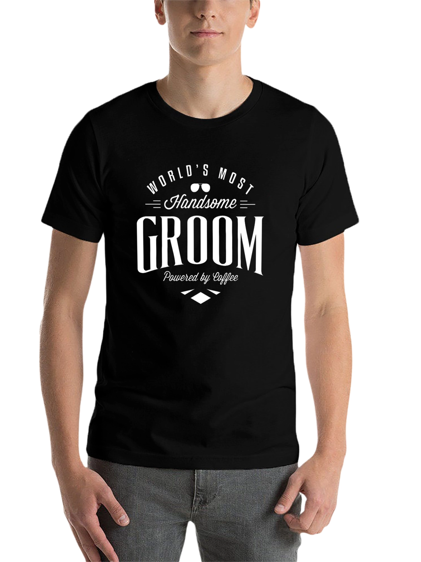 Black World's Most Handsome Groom T-Shirt view 7