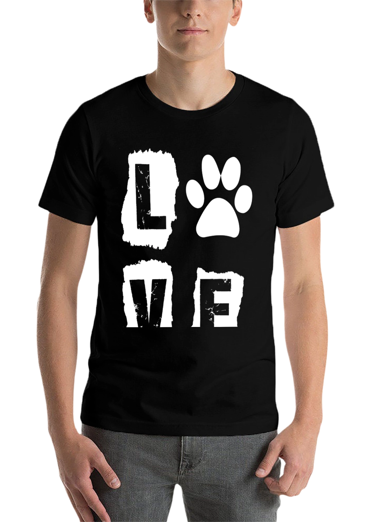 Black Love Paw Print Graphic Black T-Shirt view 7