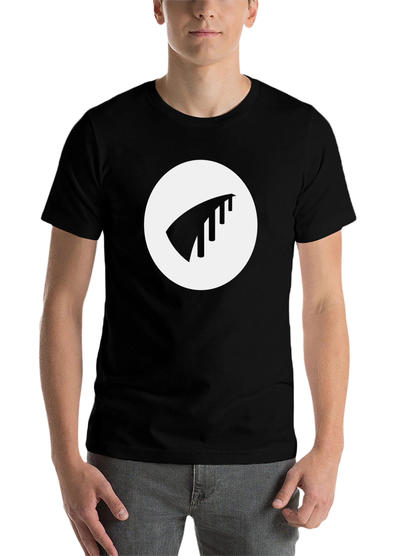 Black Modern Black T-Shirt with Abstract Logo view 7
